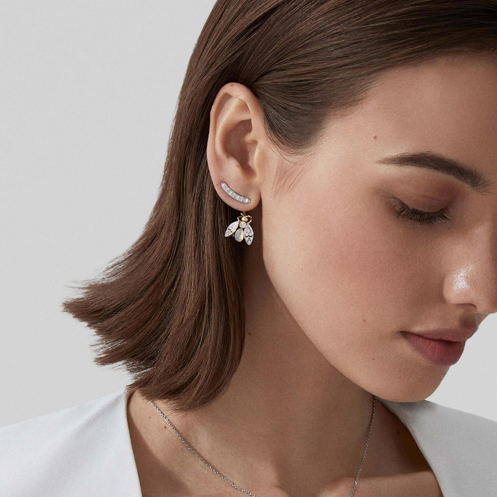 Garrard Enchanted Palace Jewellery Collection Opal and Diamond Bug Earrings In 18ct White Gold 2015140 model