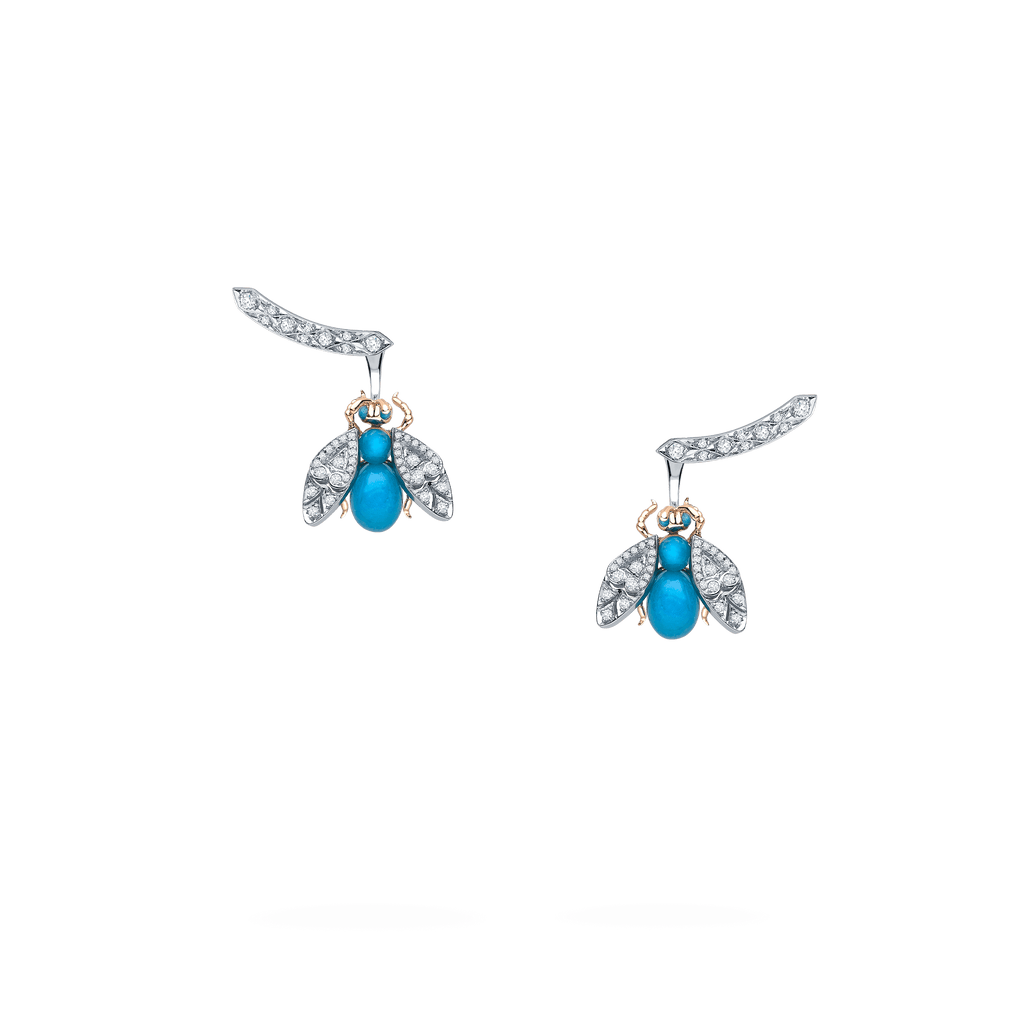 Garrard Enchanted Palace Jewellery Collection Turquoise and Diamond Bug Earrings 