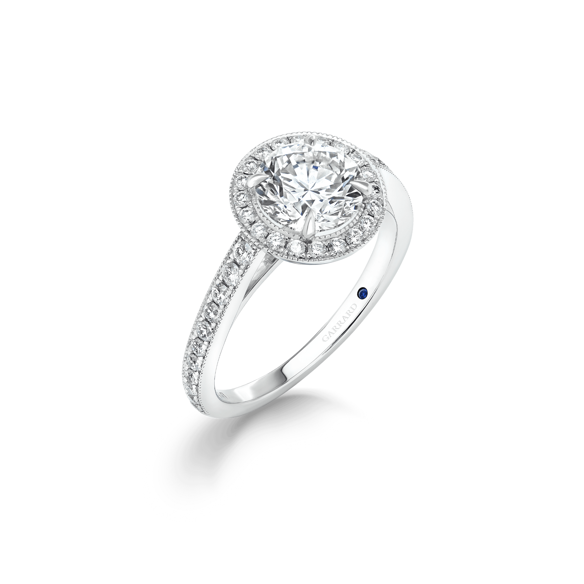 Garrard Evermore Round Brilliant Diamond Halo Engagement Ring In Platinum with Diamonds 2014489