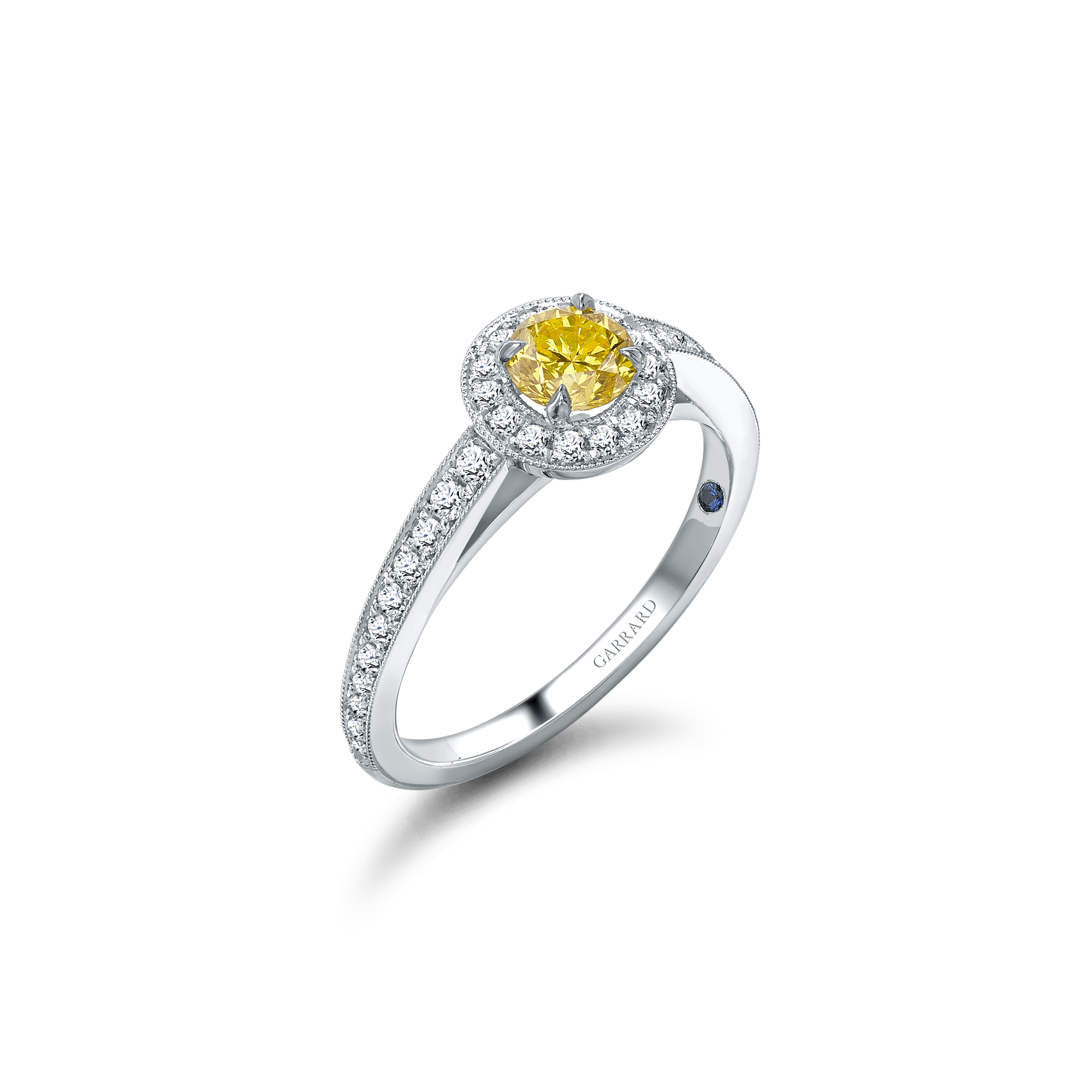 Garrard Evermore Round Yellow Diamond Halo Engagement Ring 2014437 1