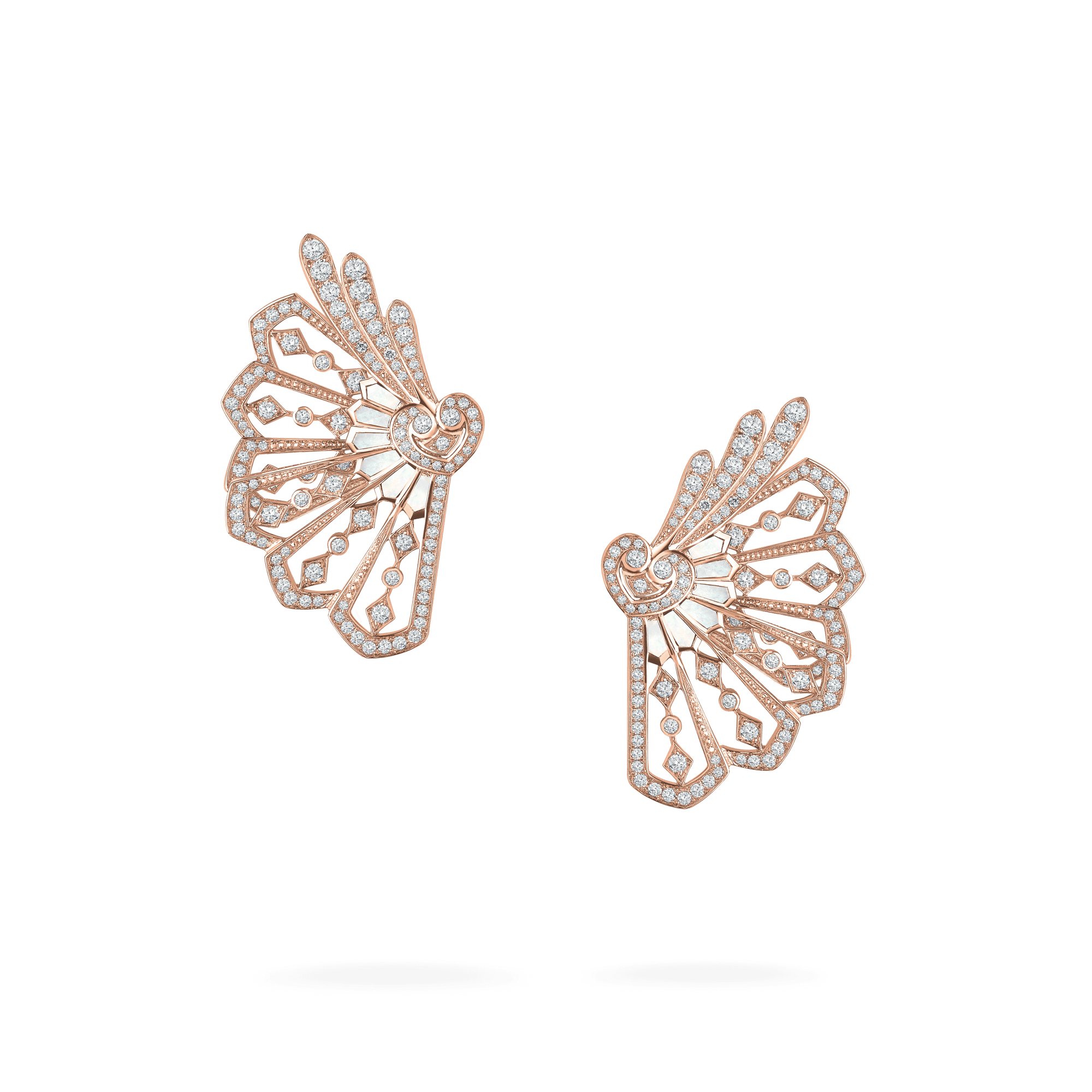 Garrard Fanfare Classic jewellery collection white diamond and mother of pearl ear climbers in 18ct rose gold 2015511 Hero View