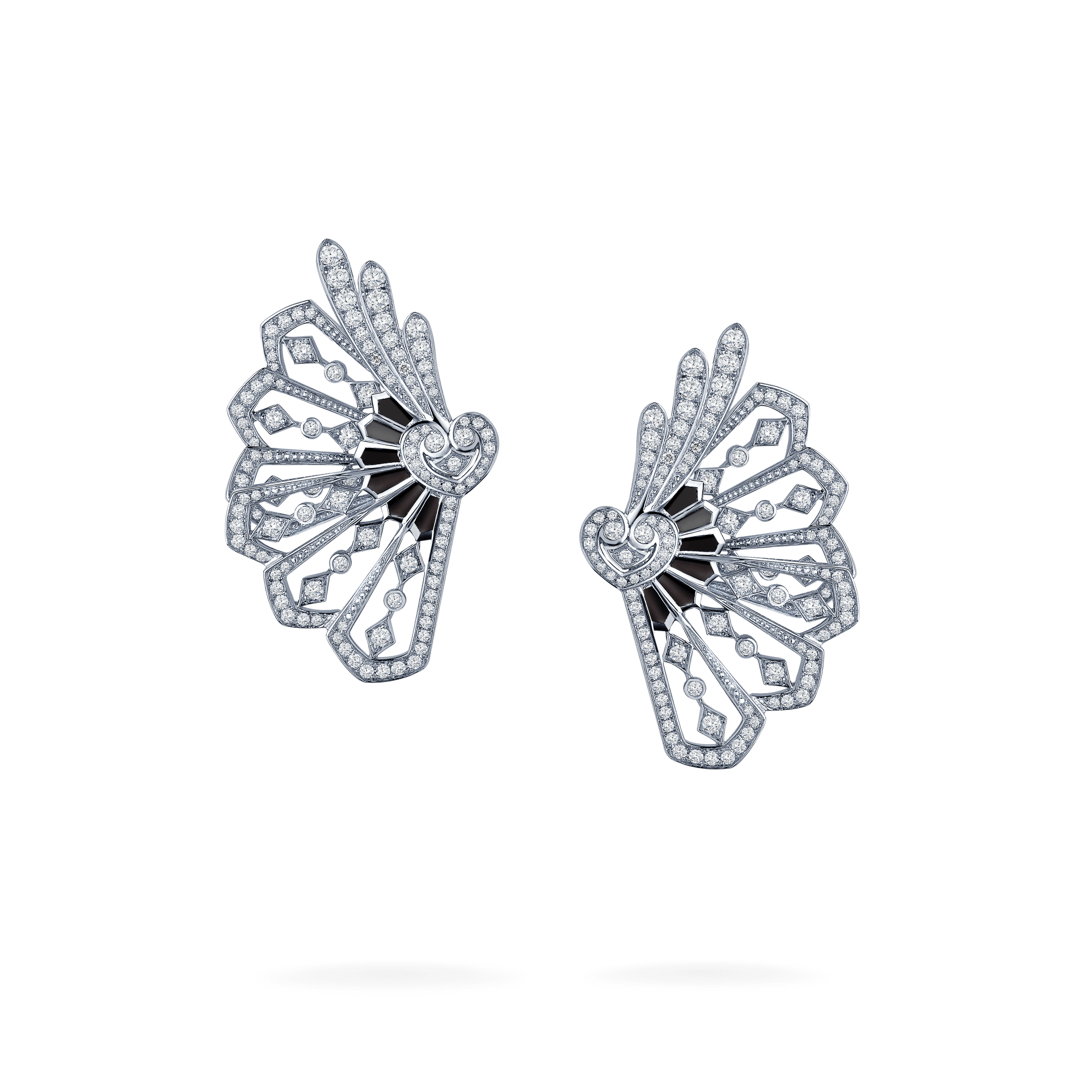 Garrard Fanfare Diamond Ear Climbers​ In 18ct White Gold with Onyx 2015308 Hero