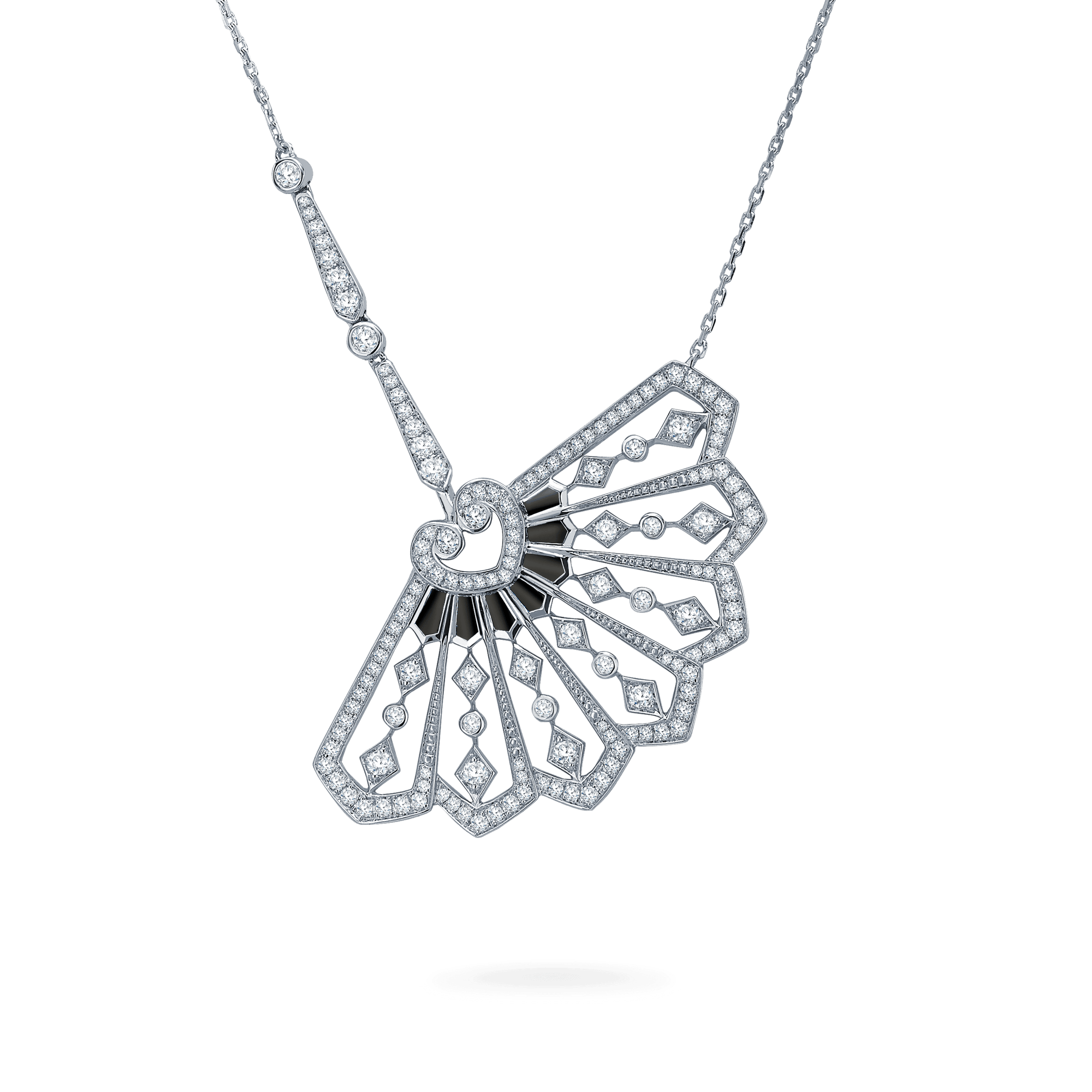 Garrard Fanfare Diamond Pendant​ In 18ct White Gold with Onyx​ 2015304 Hero
