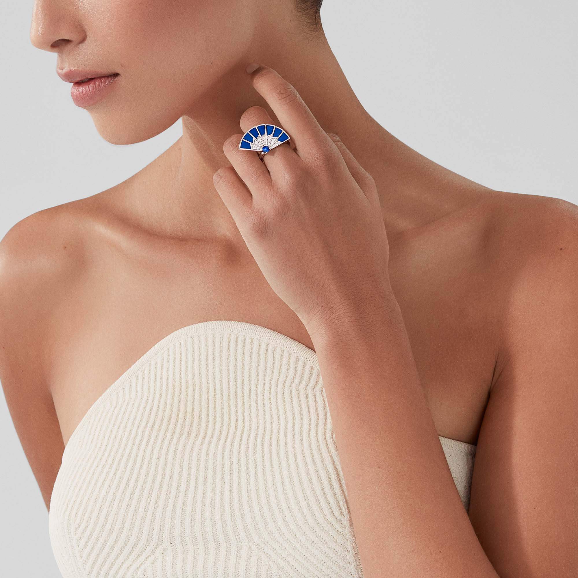 Garrard Fanfare Jewellery Collection Symphony Sapphire and Lapis Lazuli Ring, 2018278, Model new