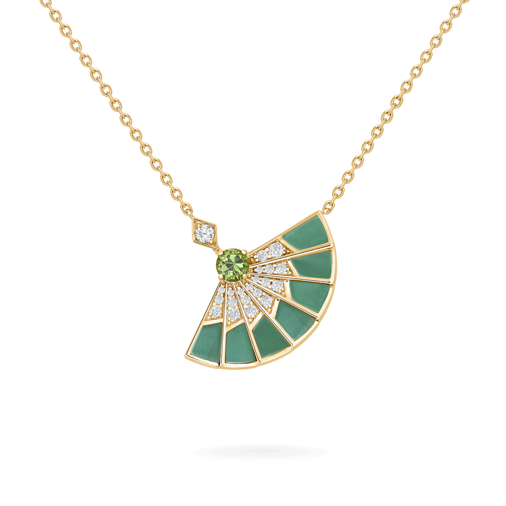 Garrard Fanfare Symphony Jewellery Collection Tsavorite and Apple Malachite Pendant In 18ct Yellow Gold with Diamonds 2018708 Hero