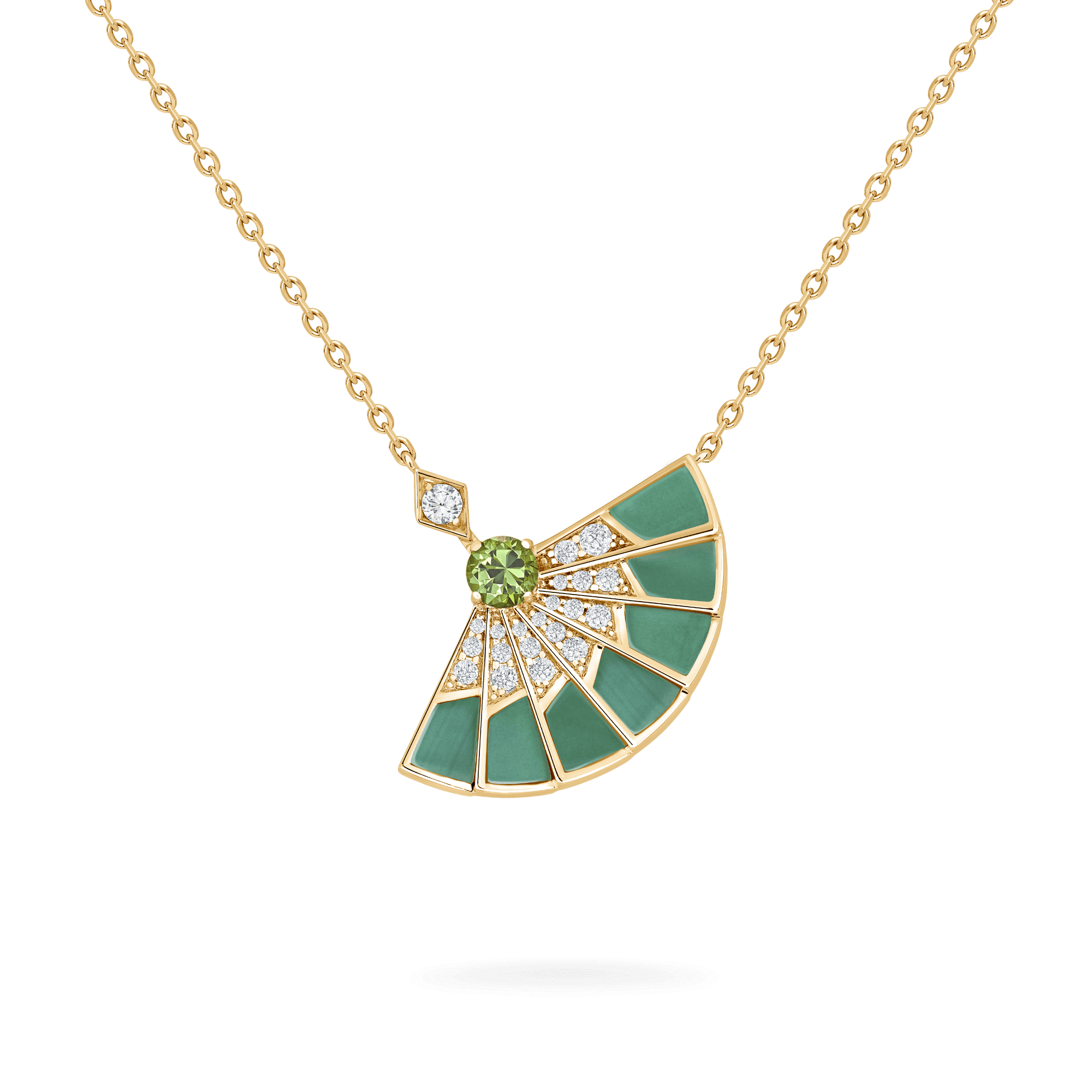 Garrard Fanfare Symphony Jewellery Collection Tsavorite and Apple Malachite Pendant In 18ct Yellow Gold with Diamonds 2018708 Hero