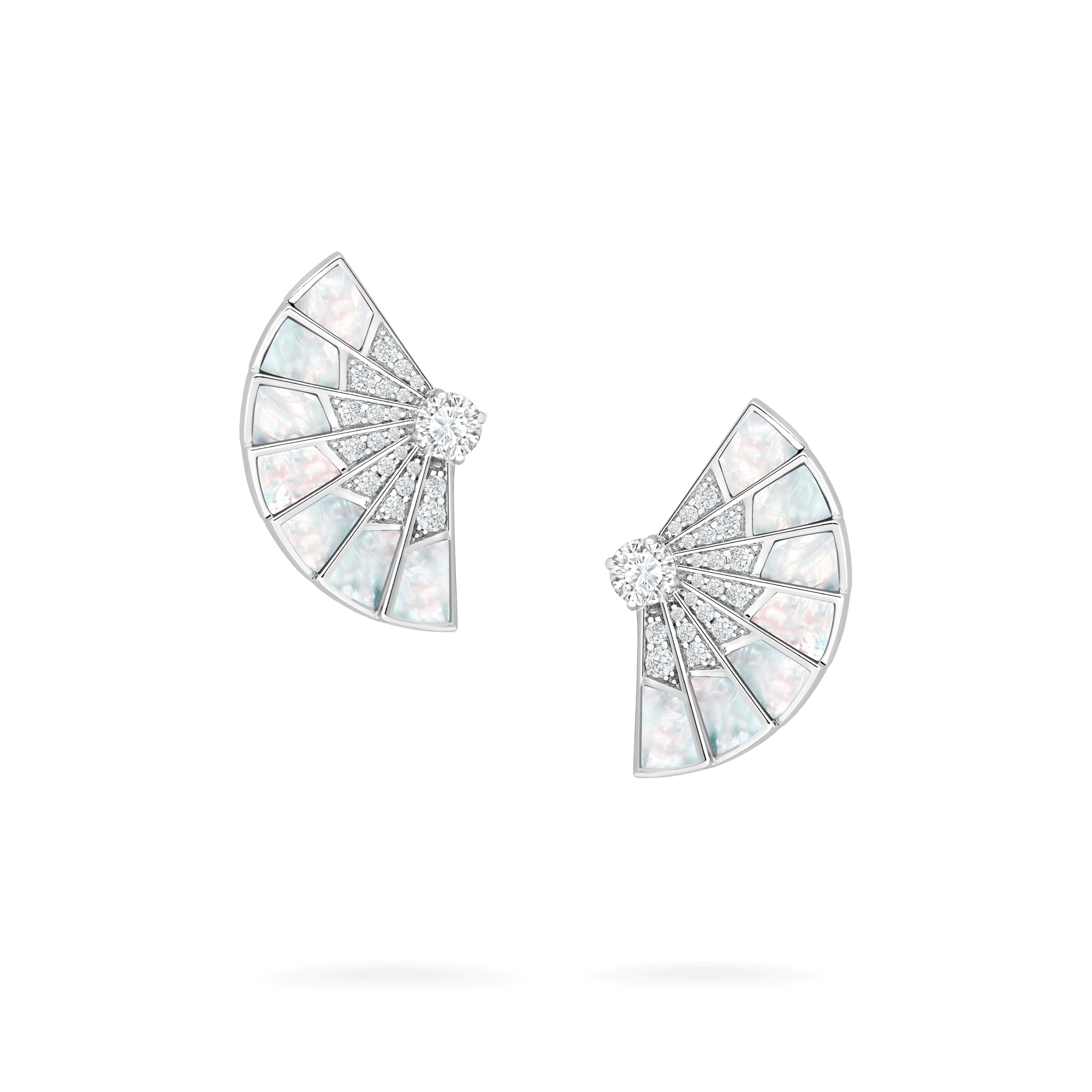 Garrard Fanfare Symphony collection Diamond and Mother of Pearl Earrings In 18ct White Gold 2017336 Hero View