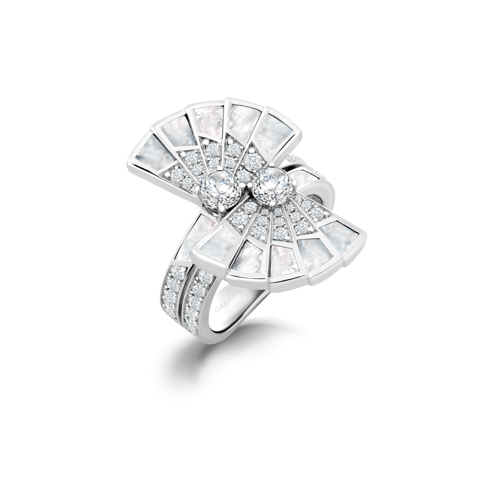 Garrard Fanfare Symphony collection Diamond and Mother of Pearl Earrings In 18ct White Gold 2017360 Hero View