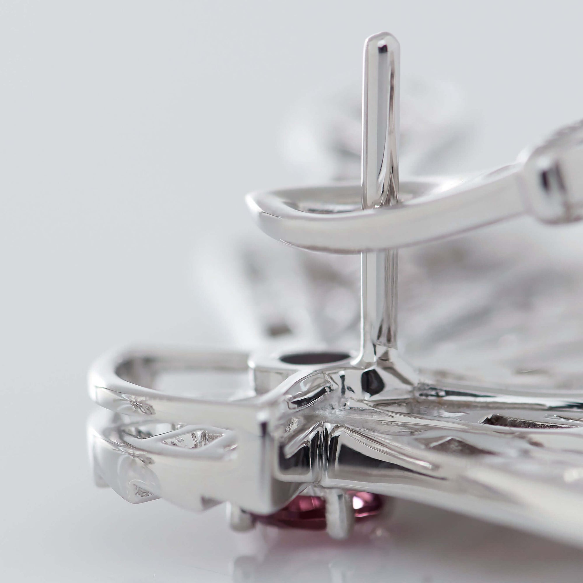 Fanfare Symphony Diamond and Pink Tourmaline Earrings | In 18ct White Gold with Pink Opal