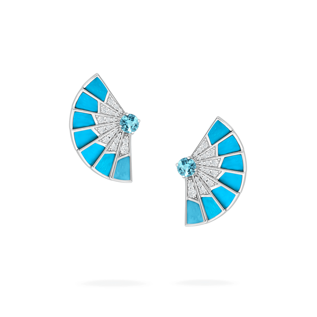 Garrard Fanfare Symphony jewellery collection Aquamarine and Turquoise Earrings in 18ct White Gold with Diamonds 2017304 Hero View