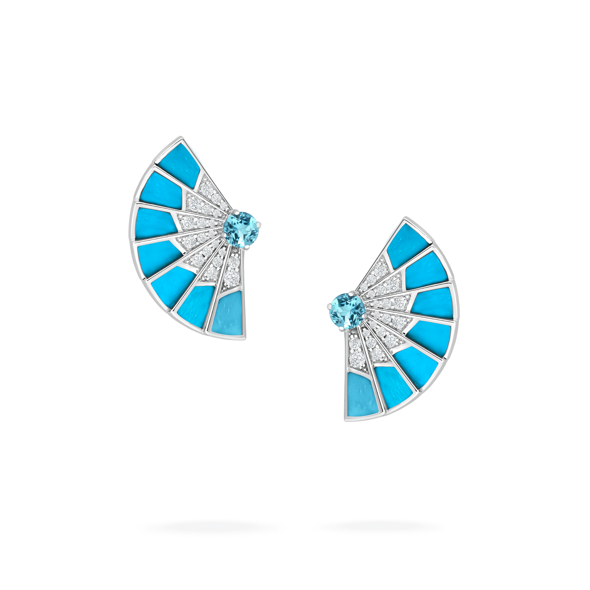 Garrard Fanfare Symphony jewellery collection Aquamarine and Turquoise Earrings in 18ct White Gold with Diamonds 2017304 Hero View