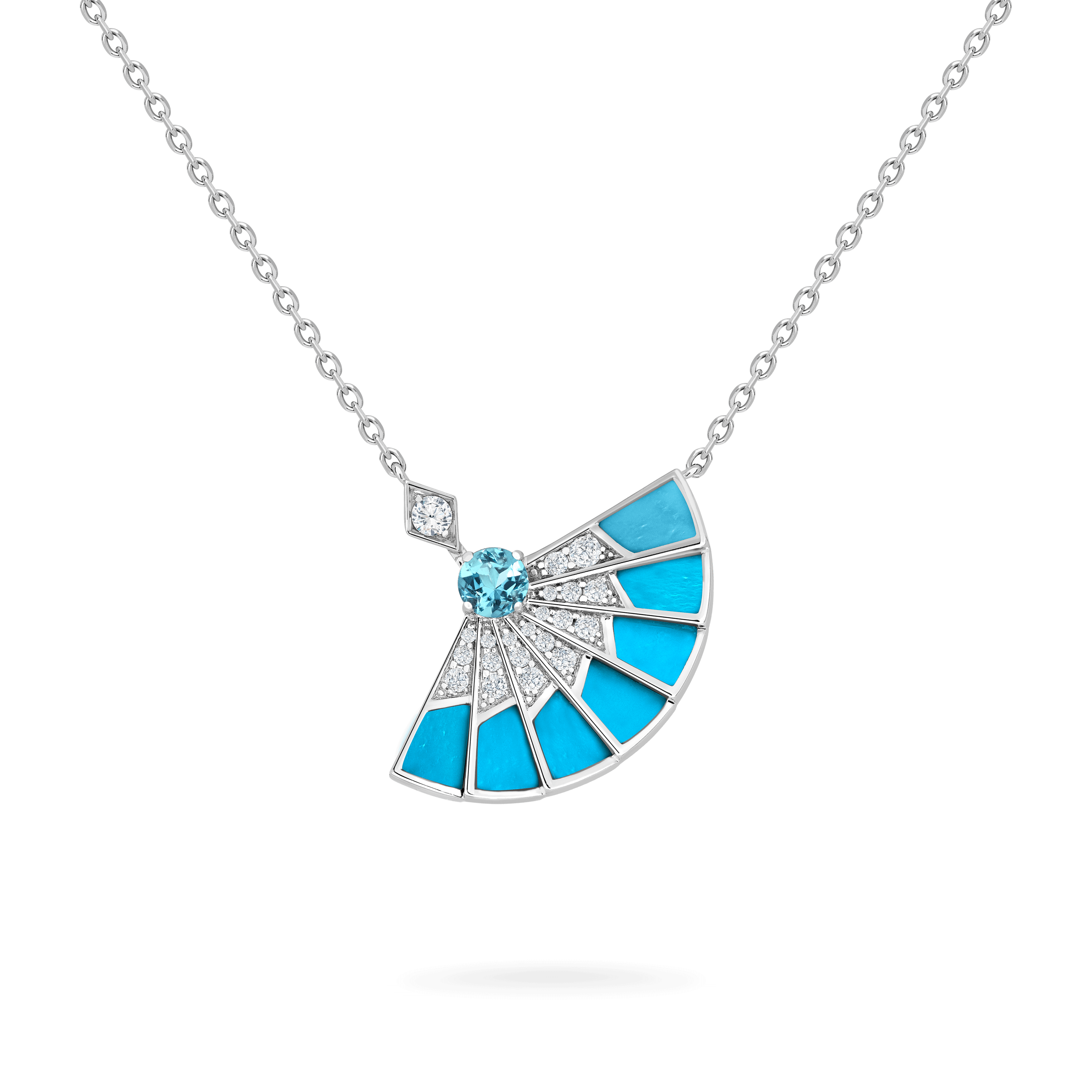 Garrard Fanfare Symphony jewellery collection Aquamarine and Turquoise Pendant In 18ct White Gold with Diamonds 2017306 Hero View