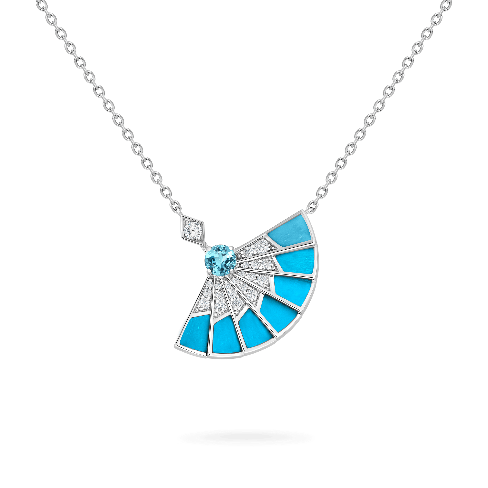 Garrard Fanfare Symphony jewellery collection Aquamarine and Turquoise Pendant In 18ct White Gold with Diamonds 2017306 Hero View