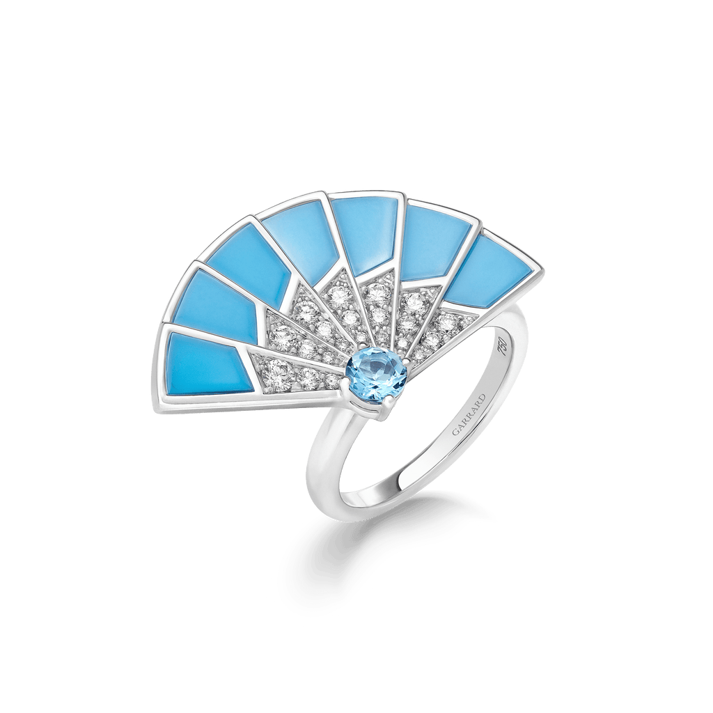 Garrard Fanfare Symphony jewellery collection Aquamarine and Turquoise Ring In 18ct White Gold with Diamonds 2018284 Hero View