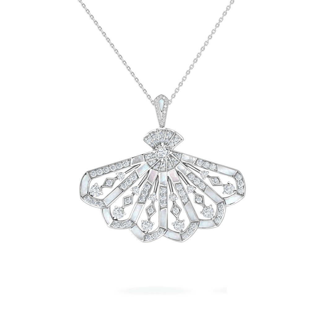 Garrard Fanfare Symphony jewellery collection Diamond Drop Pendant In 18ct White Gold with Mother of Pearl 2018753