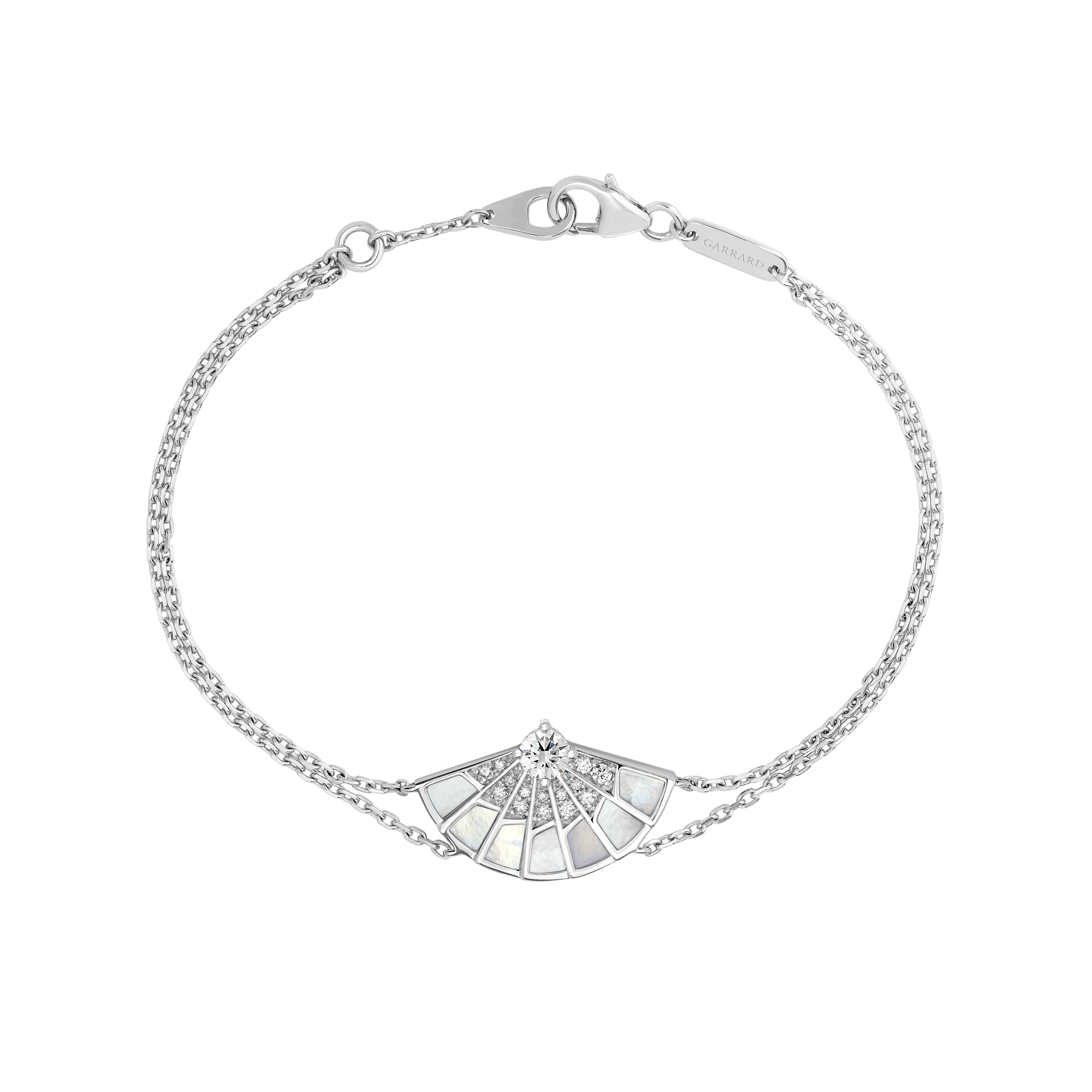Garrard Fanfare Symphony jewellery collection Diamond and Mother of Pearl Bracelet In 18ct White Gold 2018274 Hero View