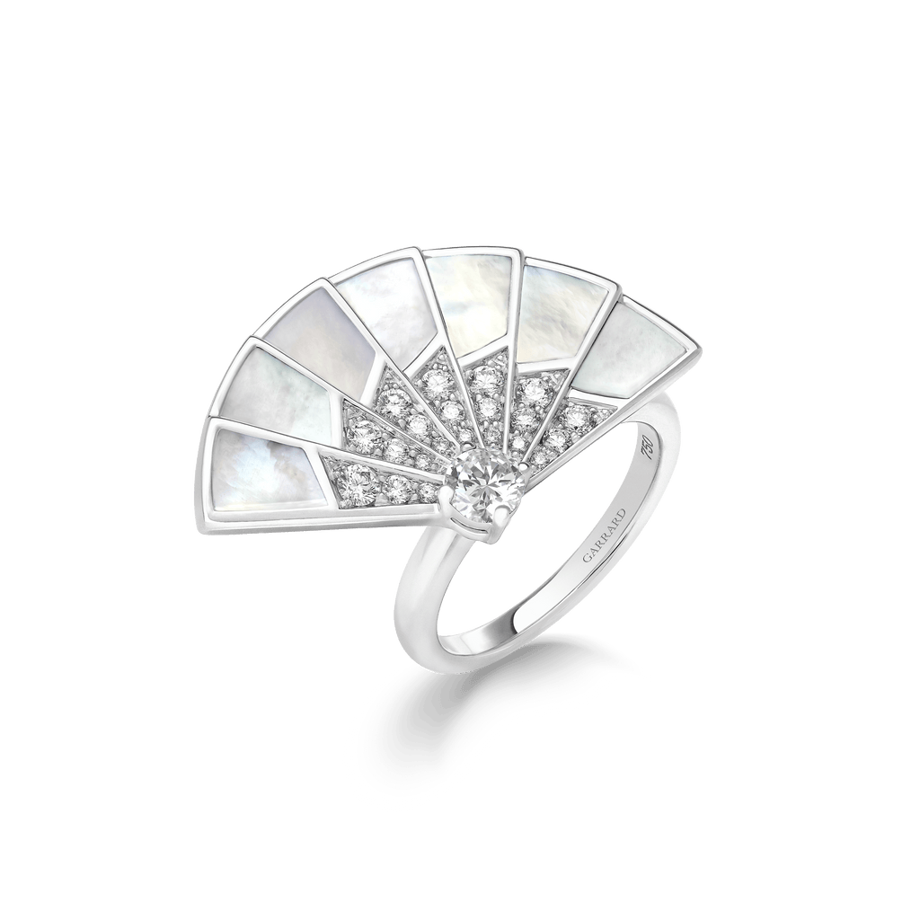 Garrard Fanfare Symphony jewellery collection Diamond and Mother of Pearl Ring In 18ct White Gold 2018285 Hero View