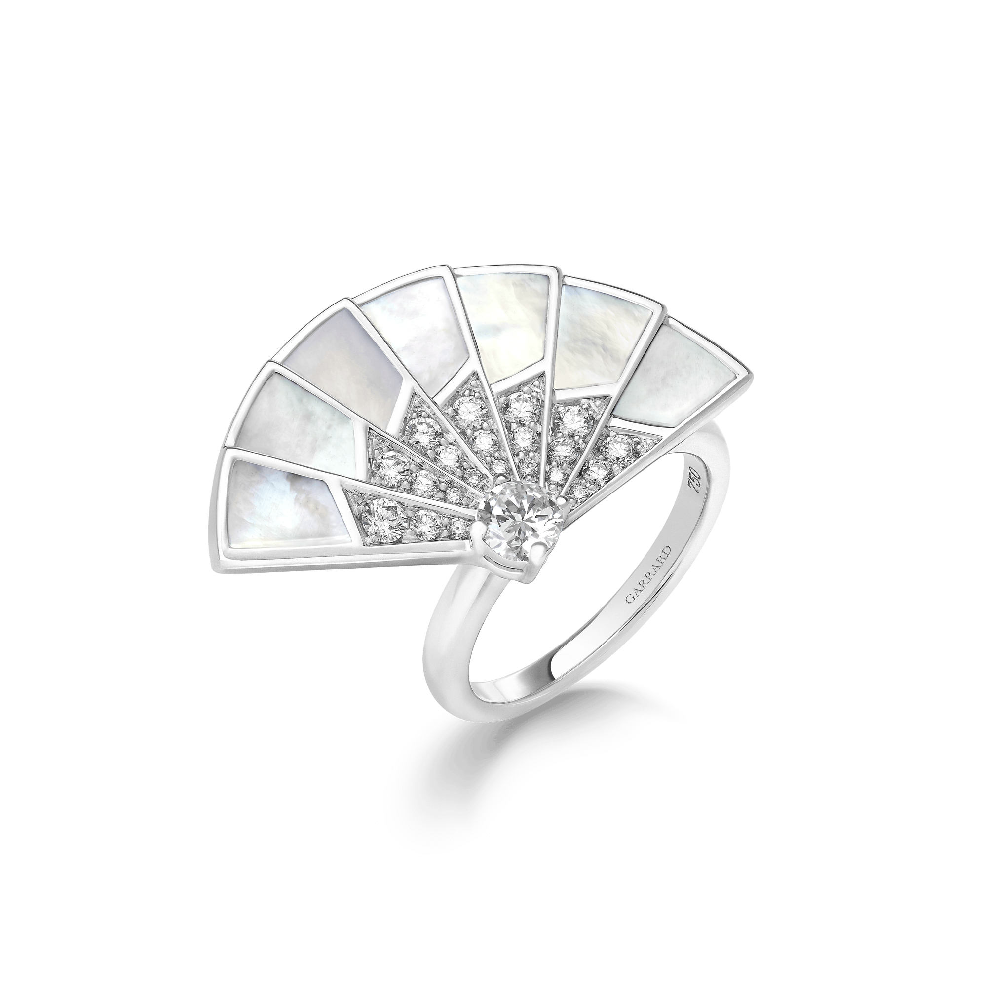 Garrard Fanfare Symphony jewellery collection Diamond and Mother of Pearl Ring In 18ct White Gold 2018285 Hero View