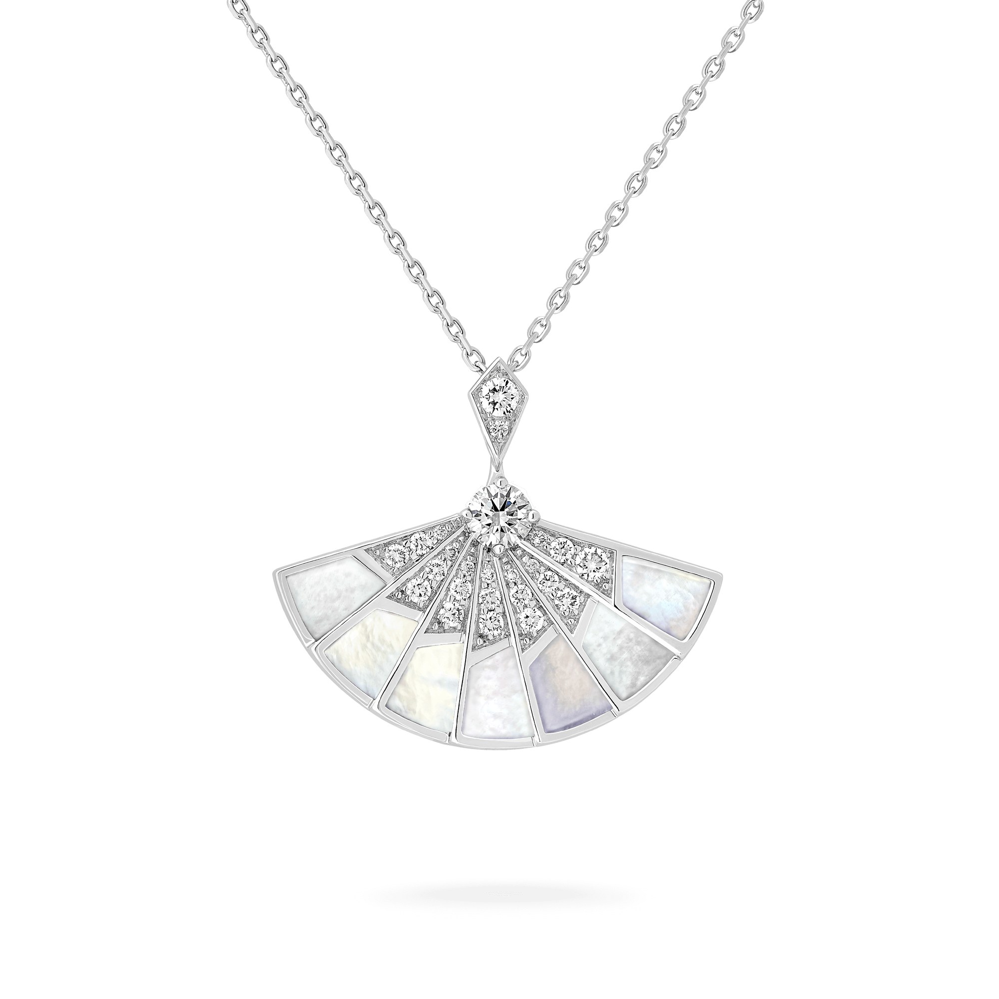 Garrard Fanfare Symphony jewellery collection Diamond and Mother of Pearl Slider Pendant In 18ct White Gold 2018263 Hero View