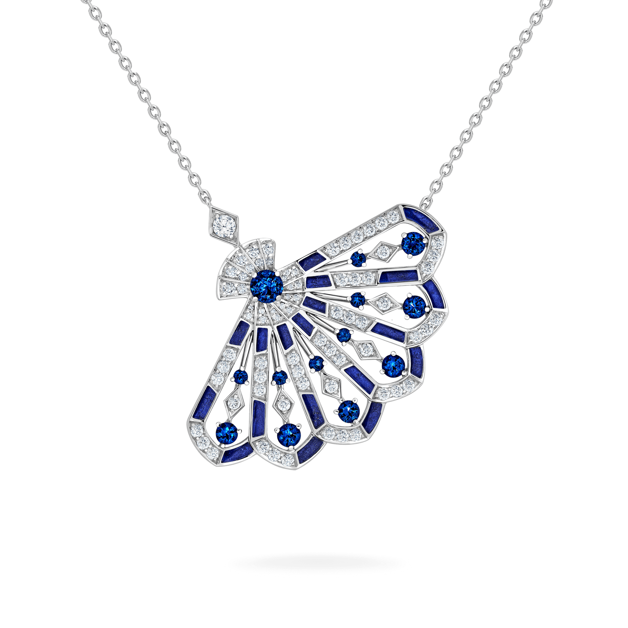 Garrard Fanfare Symphony jewellery collection Diamond and Sapphire Pendant with Lapis Lazuli 2017313 Hero View enlarged