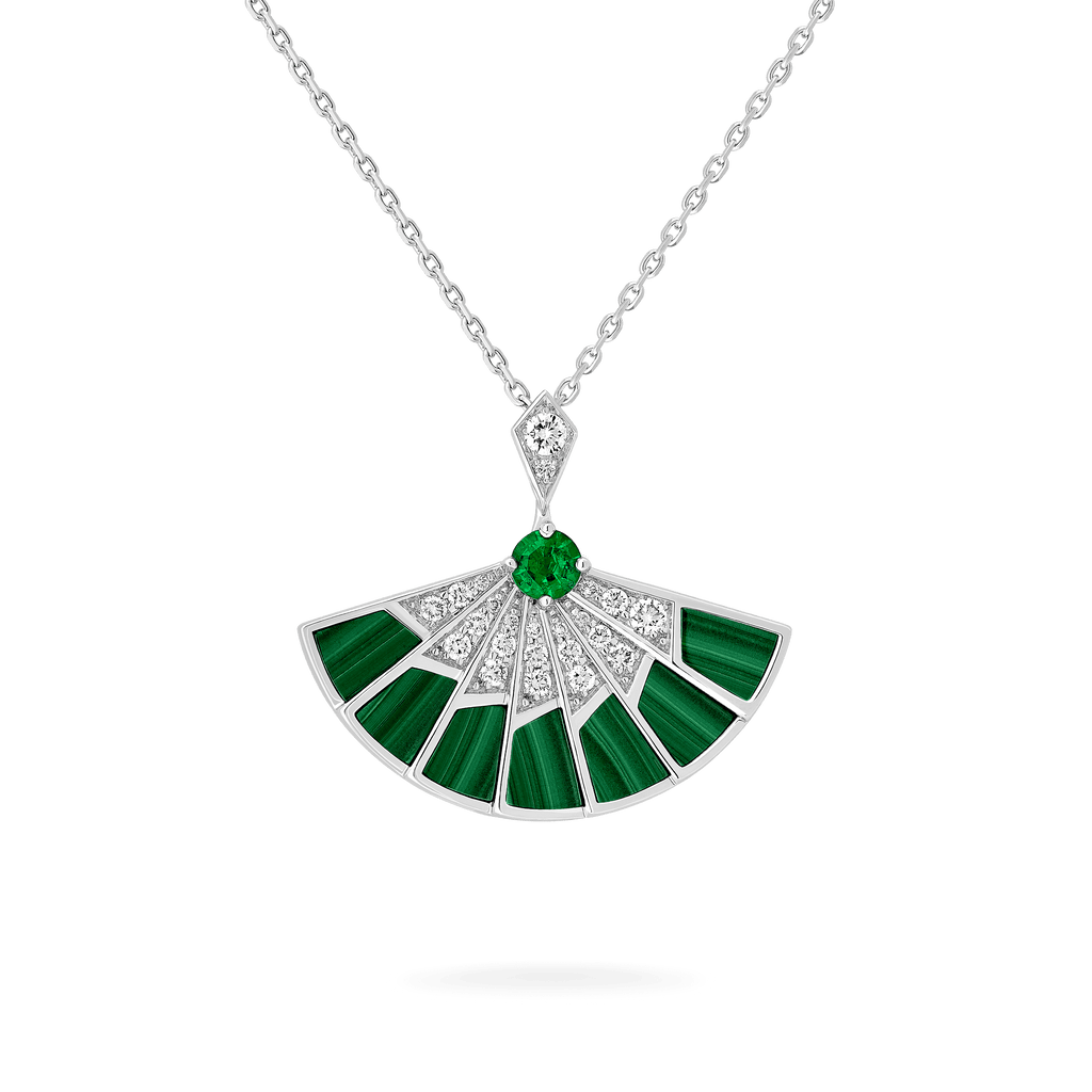 Garrard Fanfare Symphony jewellery collection Emerald and Malachite Slider Pendant In 18ct White Gold with Diamonds 2018259 Hero View