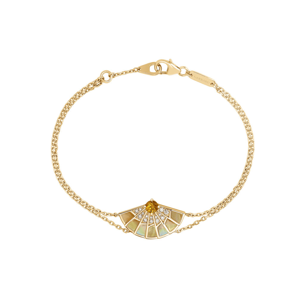 Garrard Fanfare Symphony jewellery collection Orange Sapphire and Golden Mother of Pearl Bracelet In 18ct Yellow Gold with Diamonds 2018546 Hero