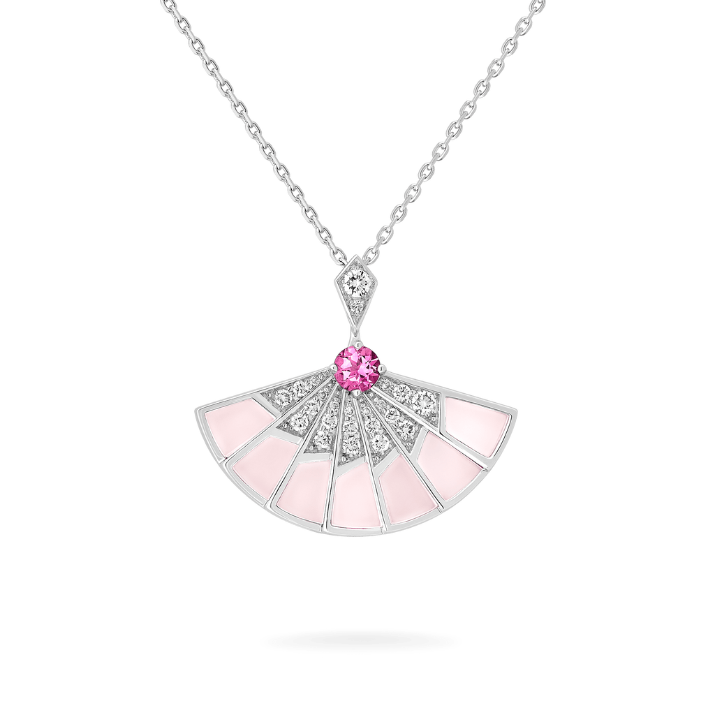 Garrard Fanfare Symphony jewellery collection Pink Tourmaline and Pink Opal Slider Pendant In 18ct White Gold with Diamonds 2018257 hero View
