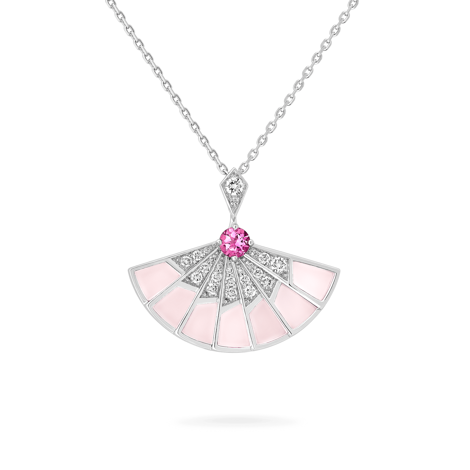 Garrard Fanfare Symphony jewellery collection Pink Tourmaline and Pink Opal Slider Pendant In 18ct White Gold with Diamonds 2018257 hero View