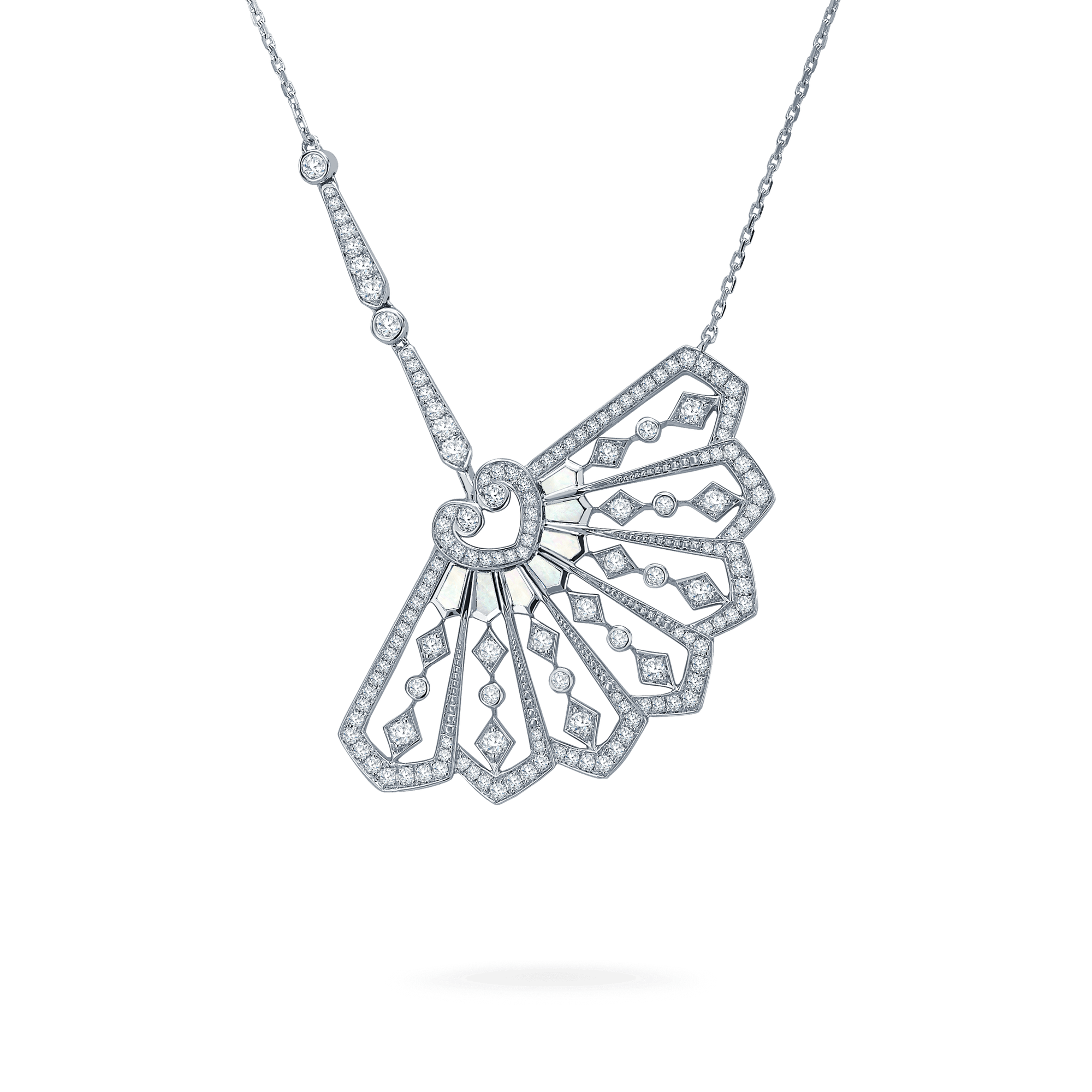 Garrard Fanfare collection Diamond and Mother of Pearl Pendant in 18ct White Gold 2015303 Hero View enlarged 1
