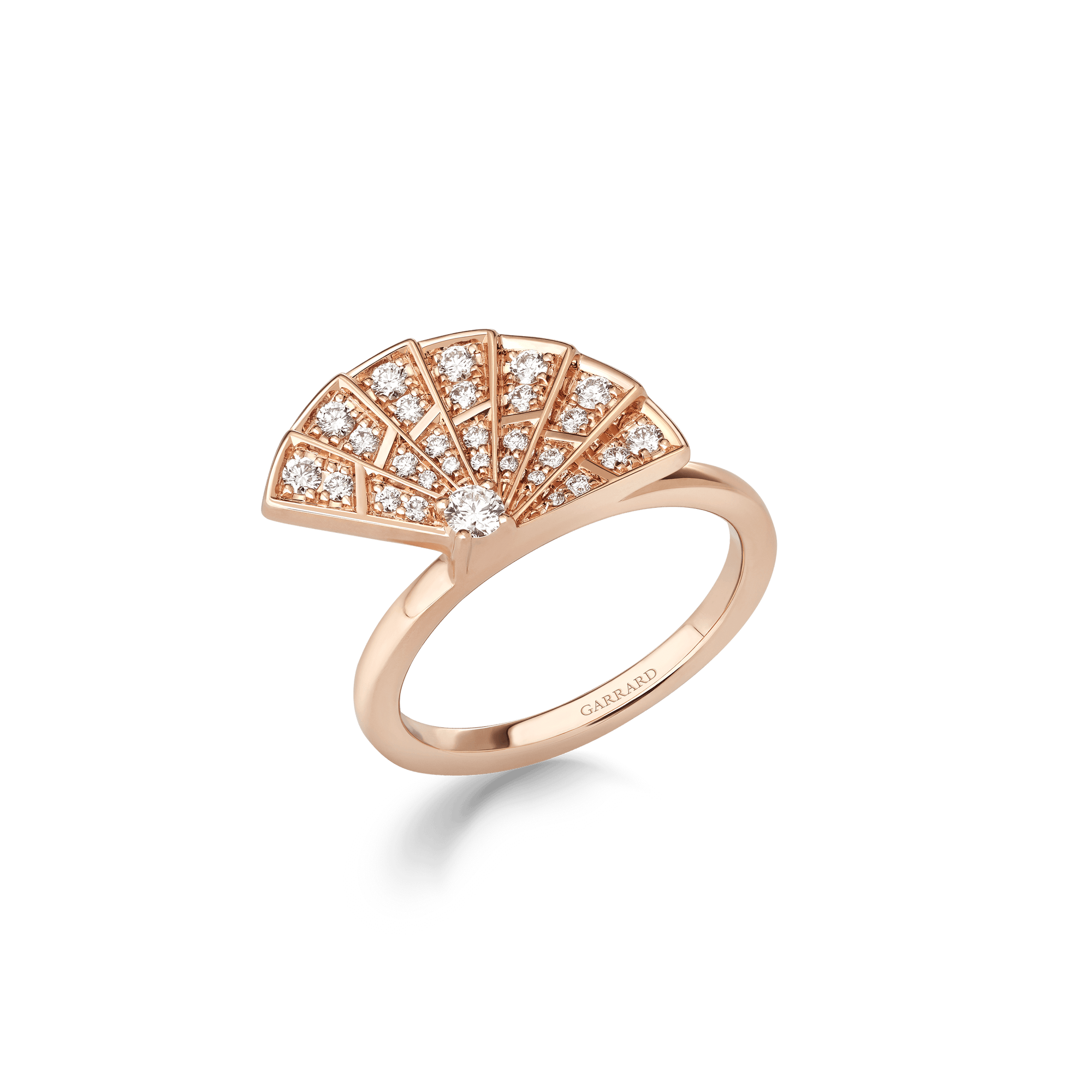 Garrard Fanfare collection Mini Icon Ring in 18ct Rose Gold with Diamonds 2018777 Hero View
