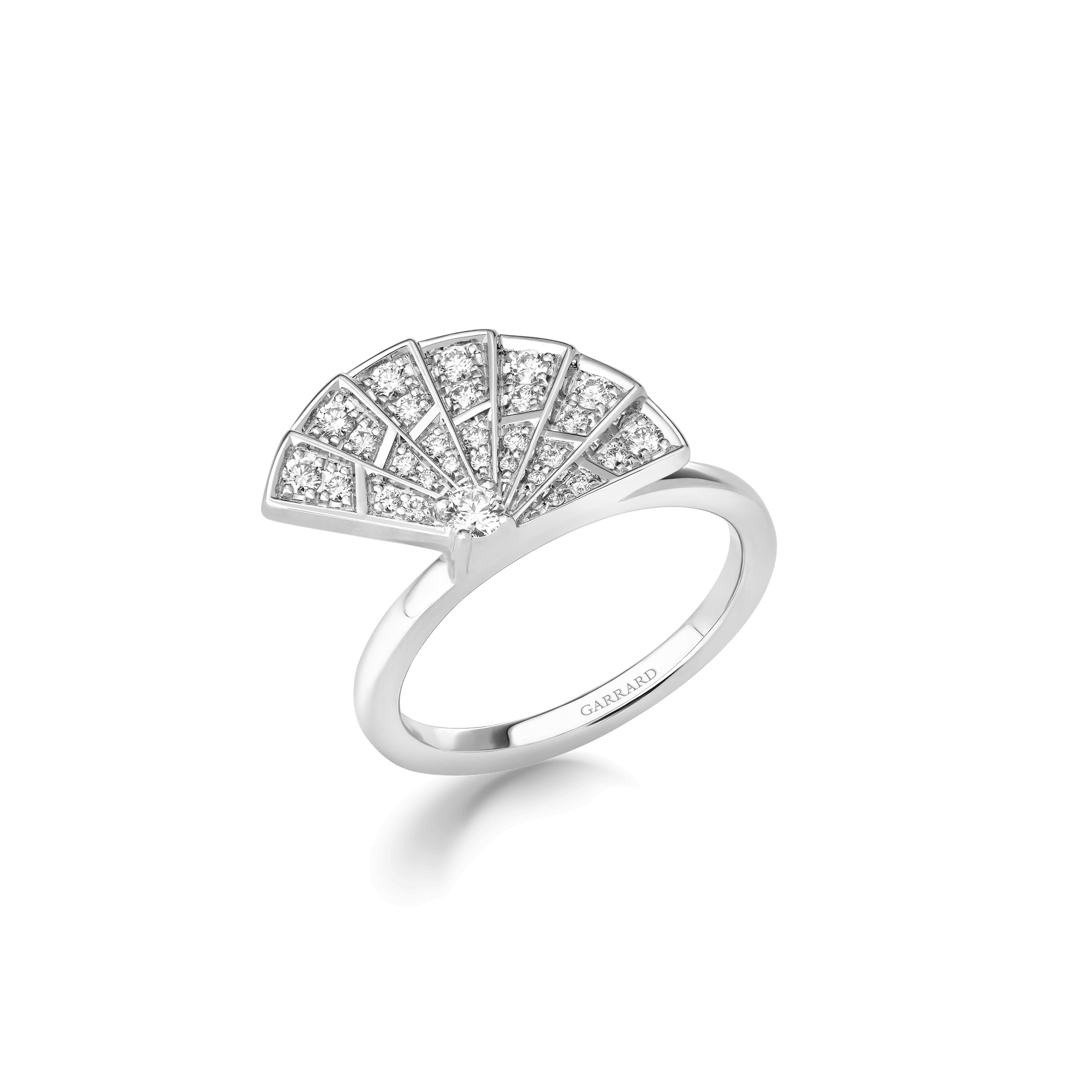Garrard Fanfare collection Mini Icon Ring in 18ct White Gold with Diamonds 2018776 Hero View