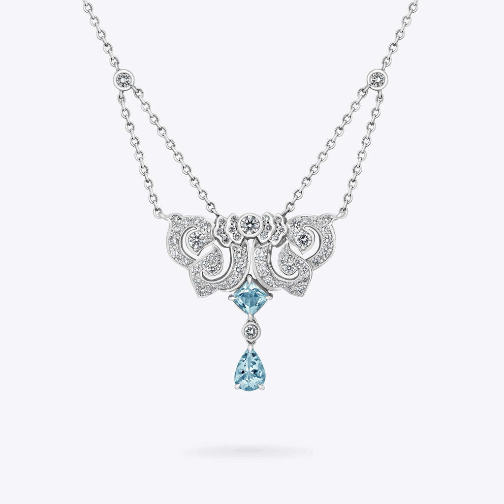 Garrard Forget Me Not Aquamarine Necklace​ In 18ct White Gold with Diamonds 2017210 Hero