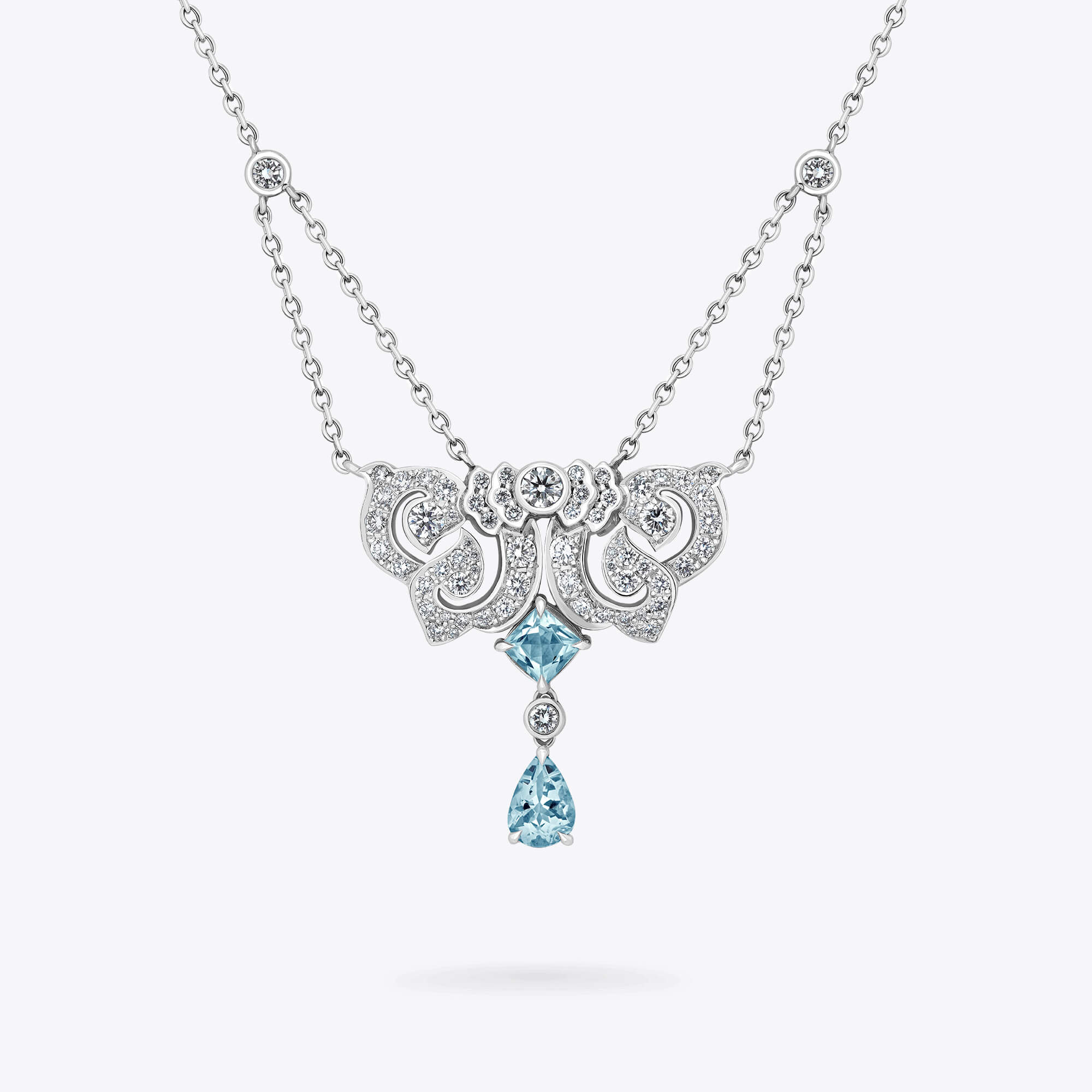 Garrard Forget Me Not Aquamarine Necklace​ In 18ct White Gold with Diamonds 2017210 Hero