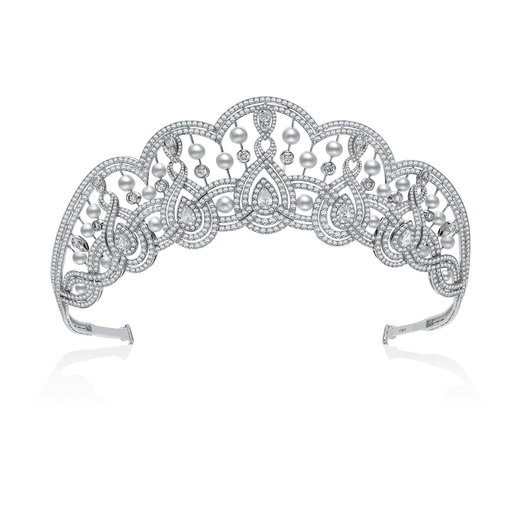 Garrard Garland High Jewellery Diamond and Pearl Tiara In 18ct White Gold 2014254