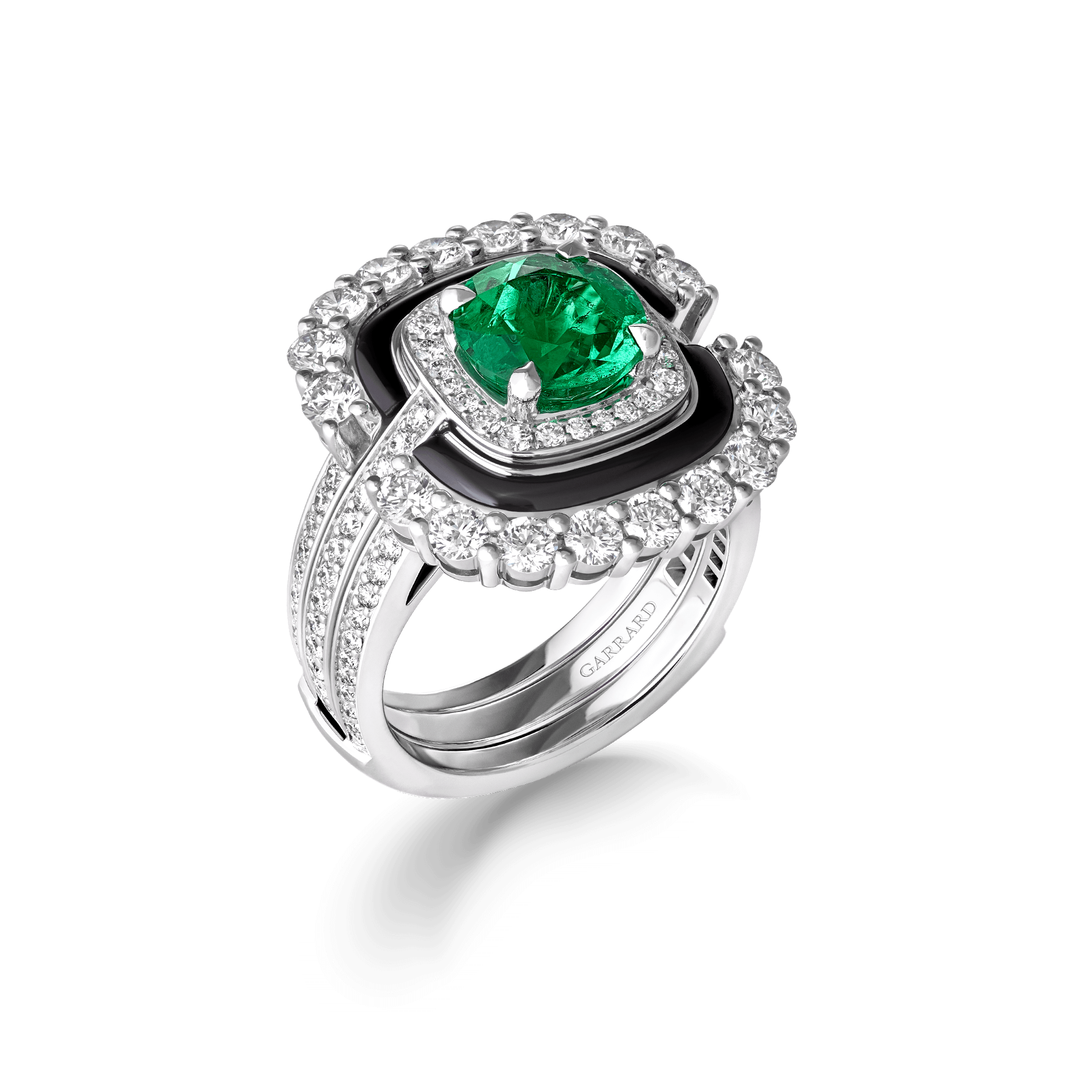 Jewelled Vault 2.21ct Round Colombian Emerald, Black Spinel and Diamon