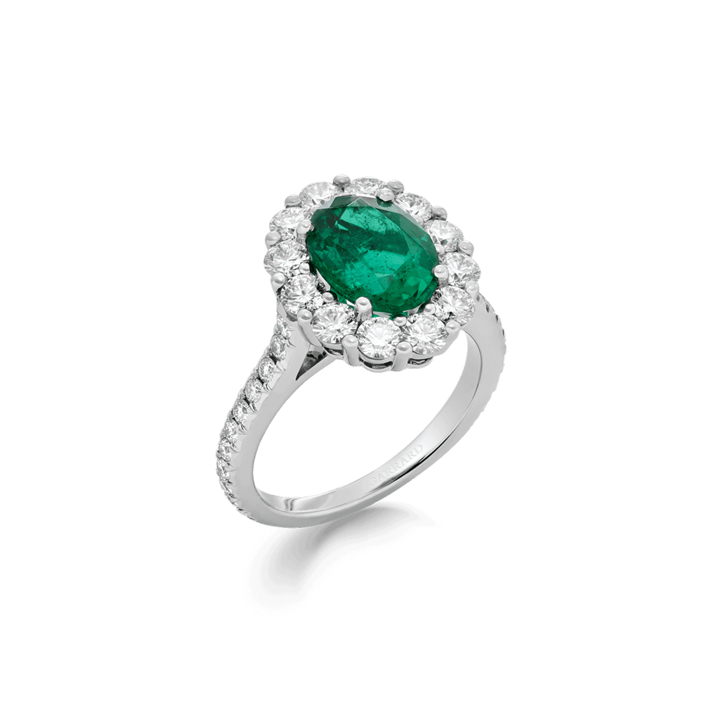 Garrard Jewelled Vault 2.31ct oval Colombian emerald and diamond 1735 ring In Platinum, 2017862, Hero
