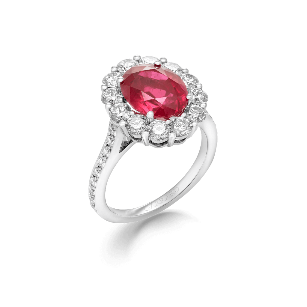 Garrard Jewelled Vault 5.05ct oval Pigeons Blood Ruby and Diamond 1735 Ring