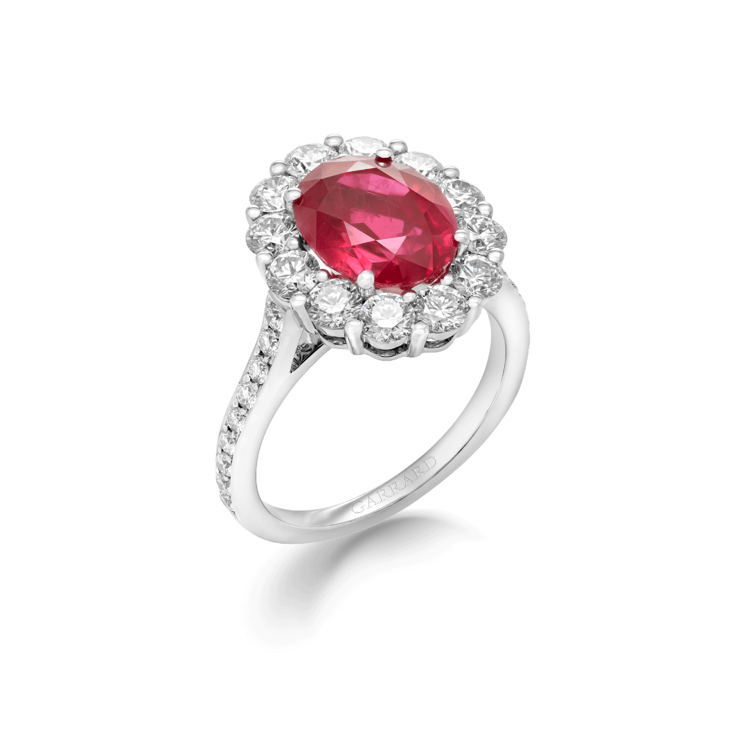 Garrard Jewelled Vault 5.05ct oval Pigeons Blood Ruby and Diamond 1735 Ring