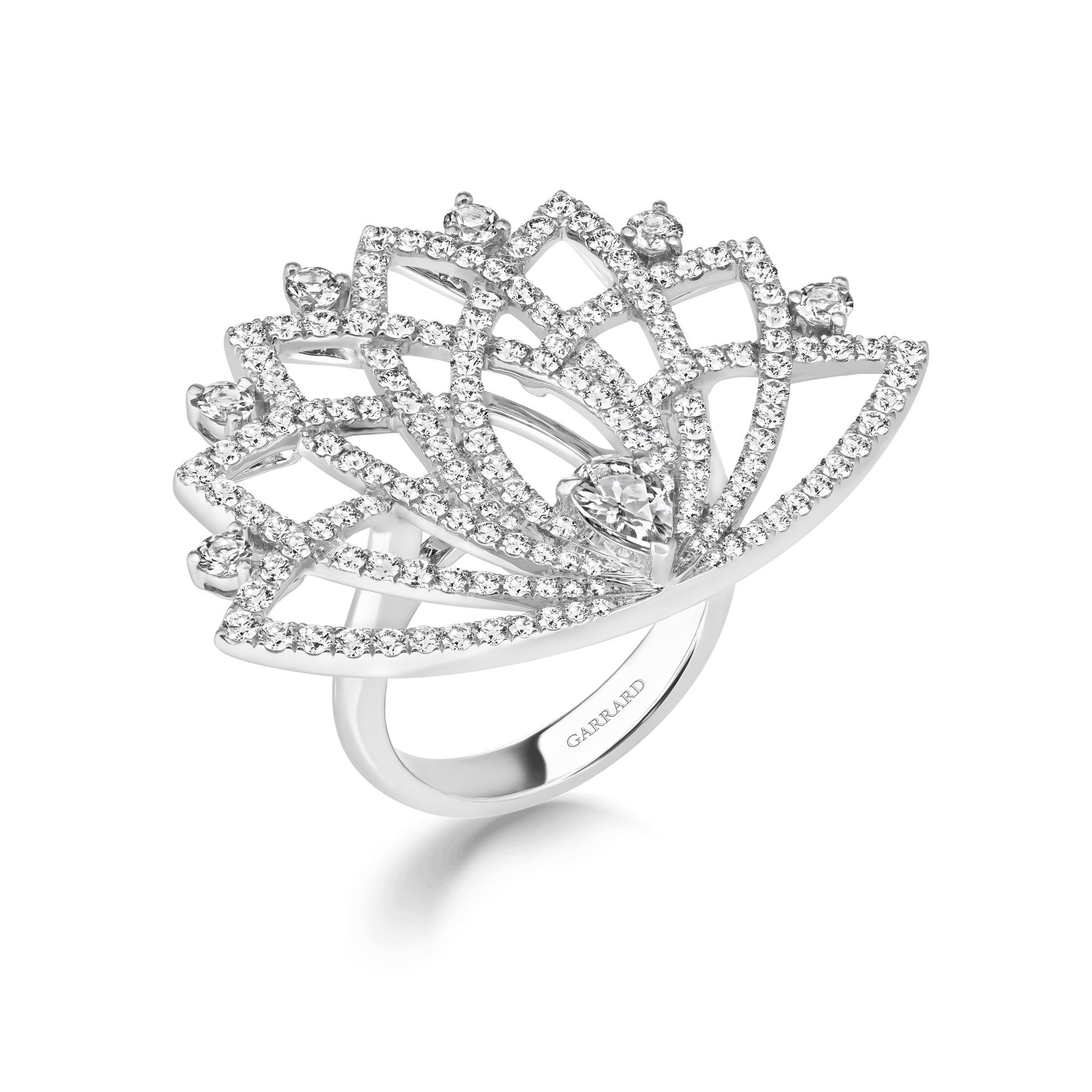 Garrard Lotus Jewellery Collection Lotus Bloom Diamond Ring In 18K White Gold, 2019356, Hero