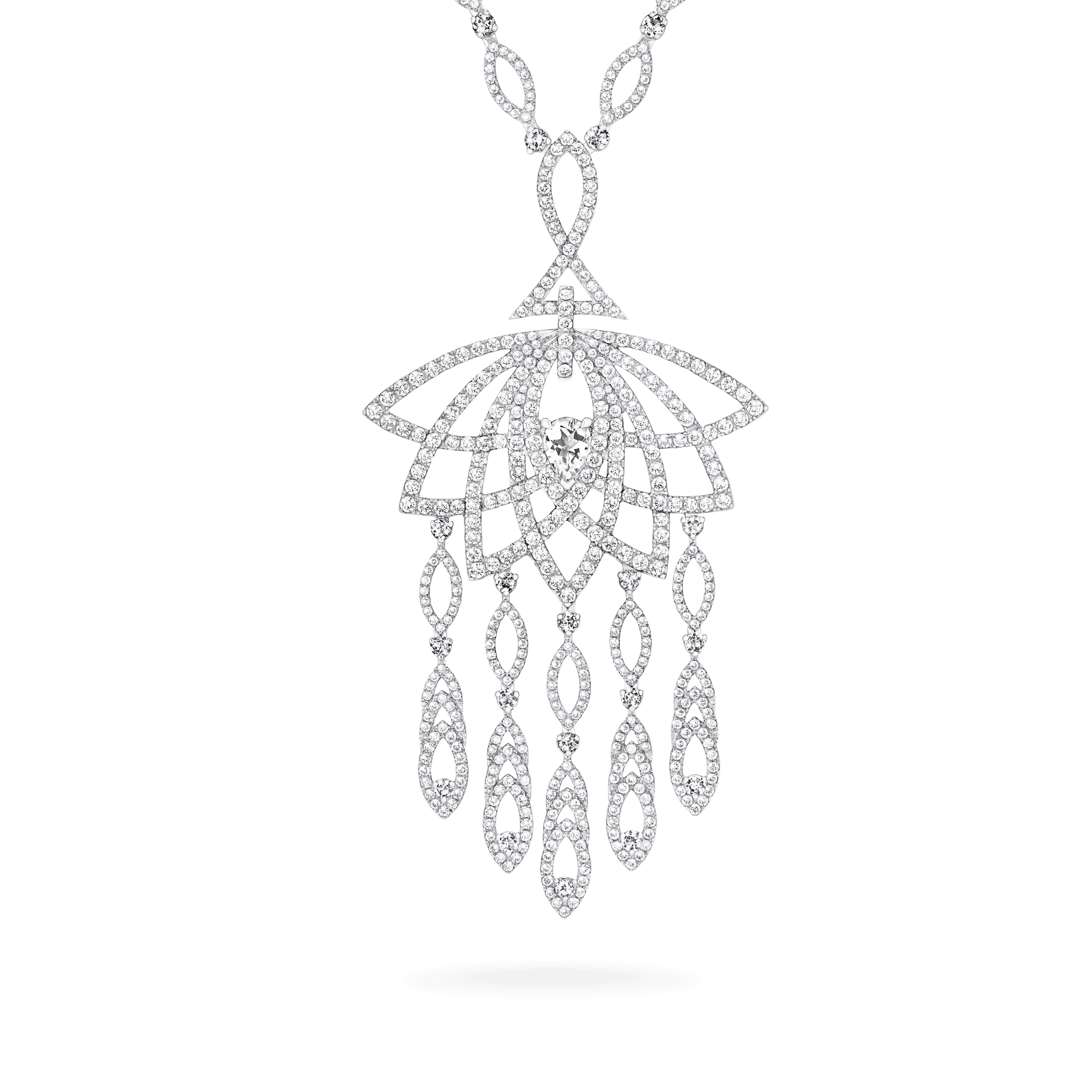 Garrard Lotus Jewellery Collection Lotus Bloom Diamond Slider Pendant In 18K White Gold, 2019338, Hero