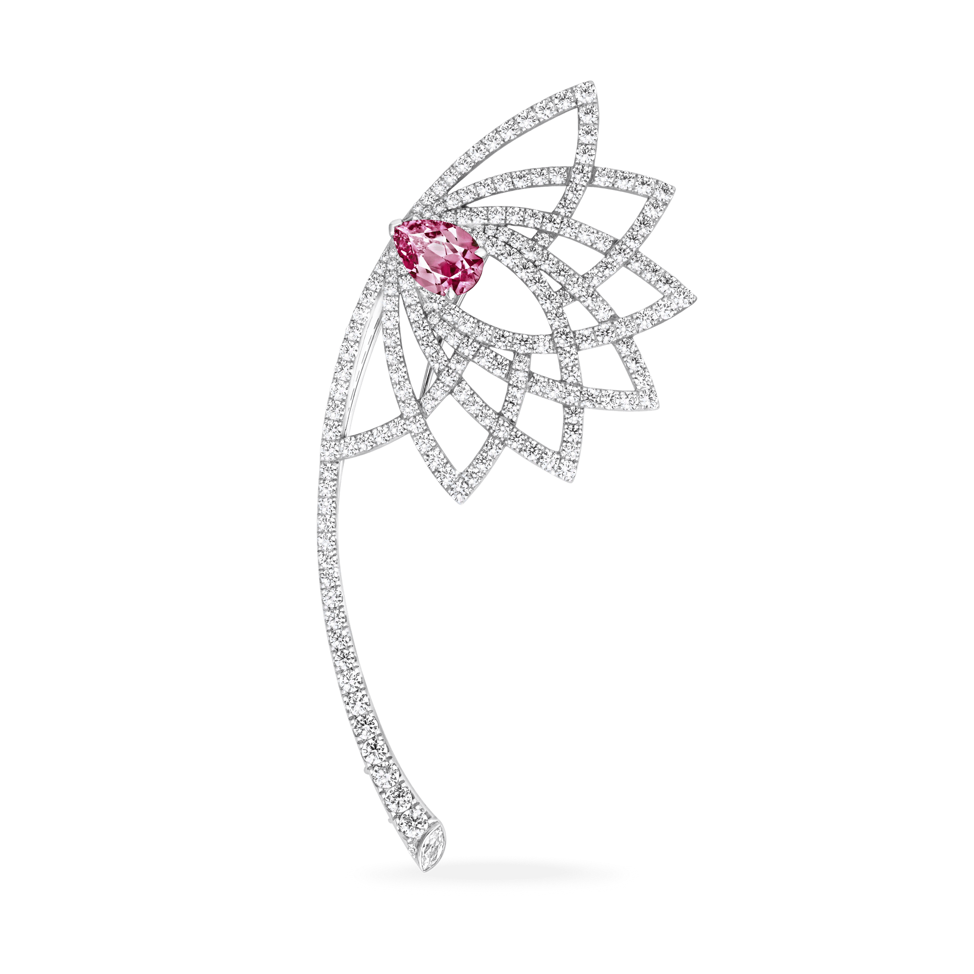 Garrard Lotus Jewellery Collection Lotus Bloom Sapphire and Diamond Brooch In 18K White Gold, 2019431, Hero