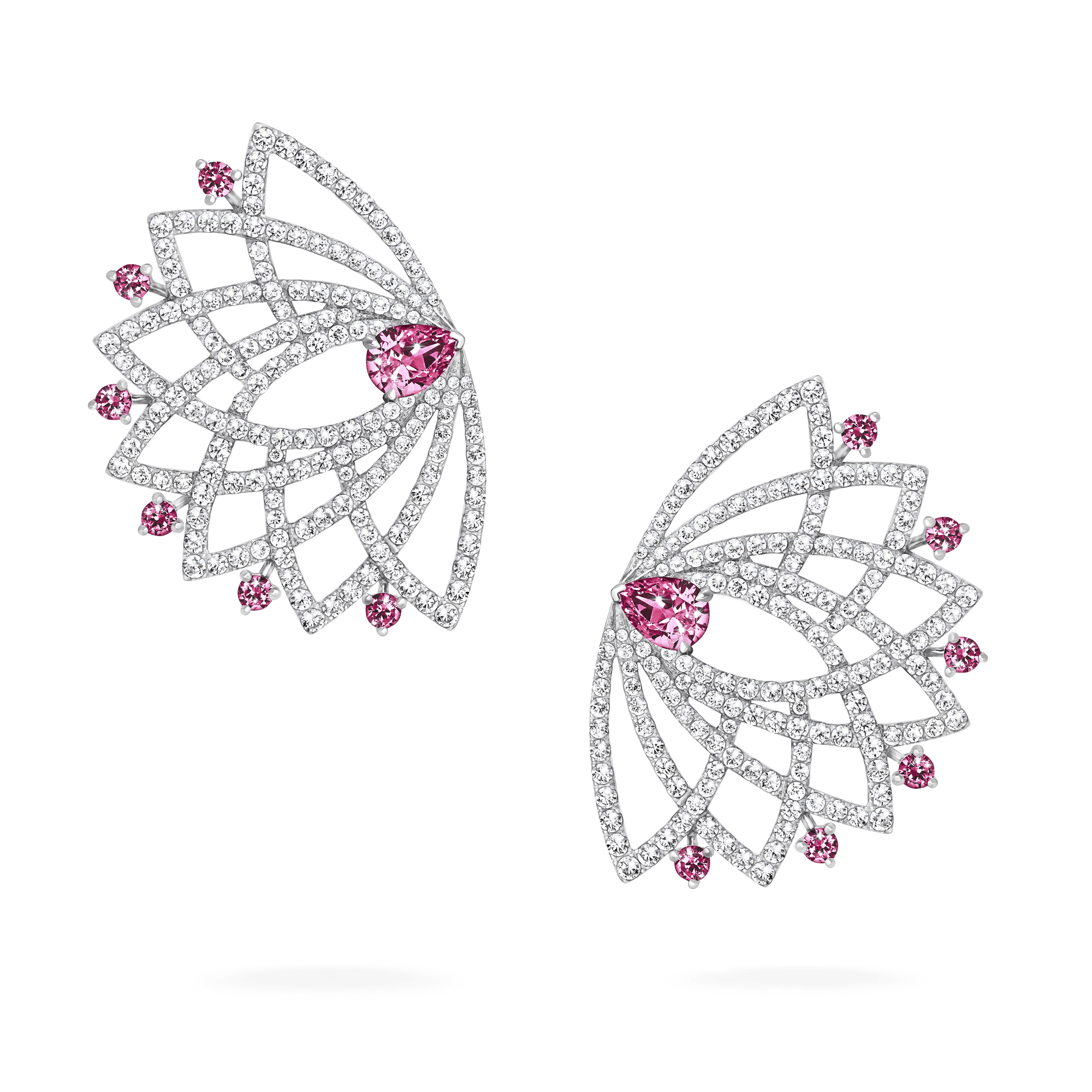 Garrard Lotus Jewellery Collection Lotus Bloom Sapphire and Diamond Climber Earrings In 18K White Gold, 2019351, Hero