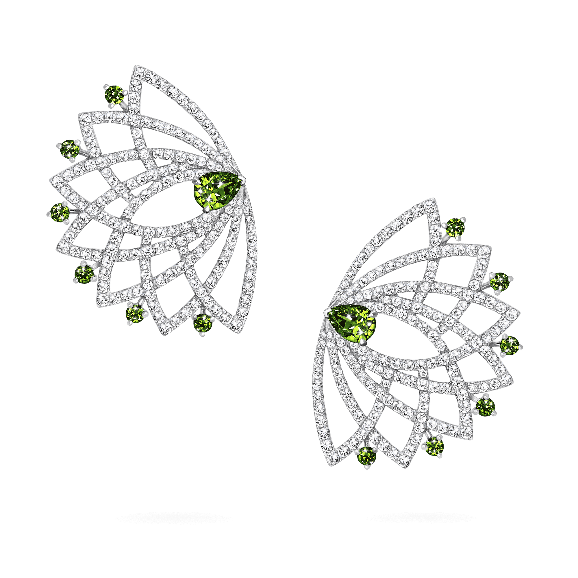 Garrard Lotus Jewellery Collection Lotus Bloom Yellow Sapphire and Diamond Climber Earrings In 18K White Gold, 2019353, Hero