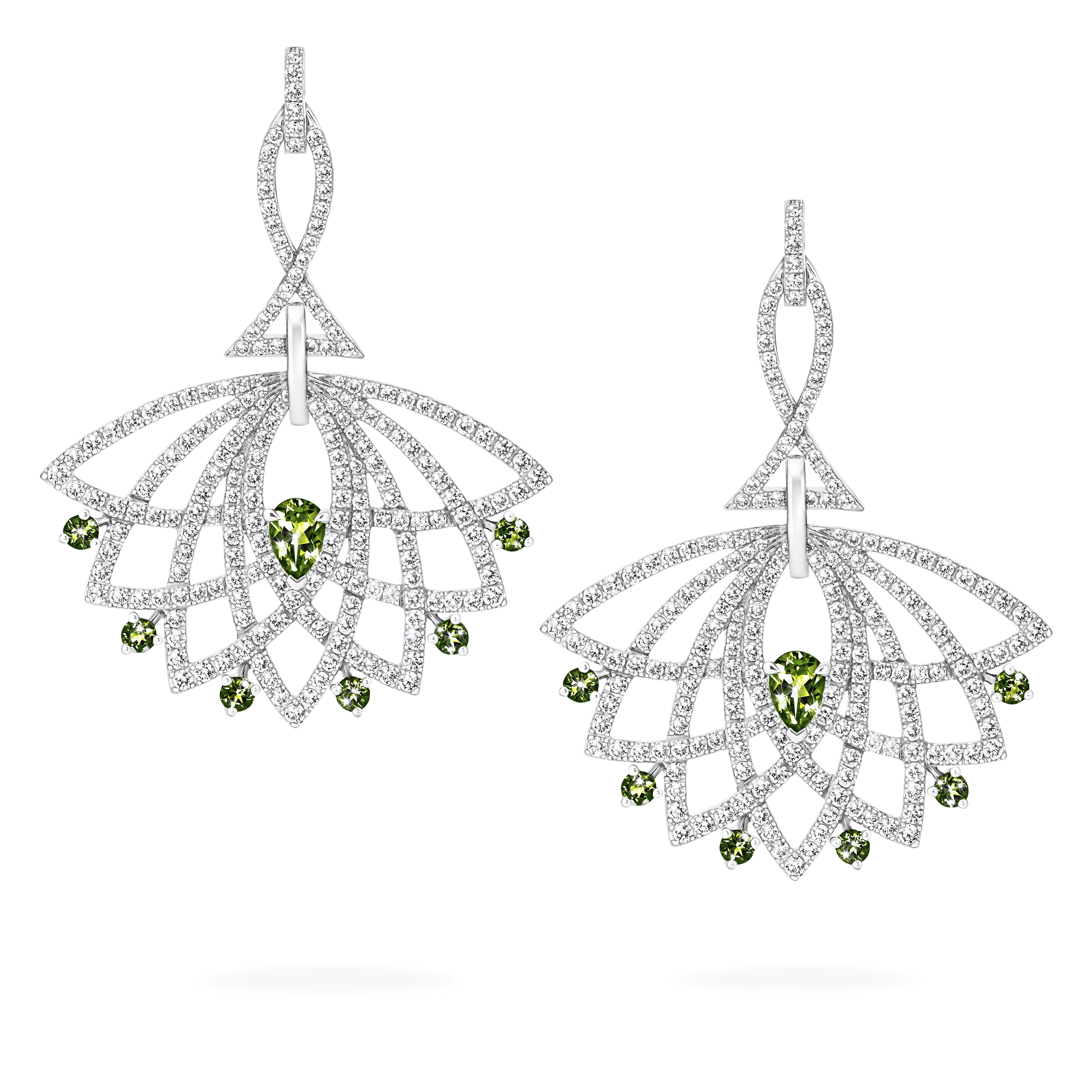 Garrard Lotus Jewellery Collection Lotus Bloom Yellow Sapphire and Diamond Drop Earrings In 18K White Gold, 2019347, Hero