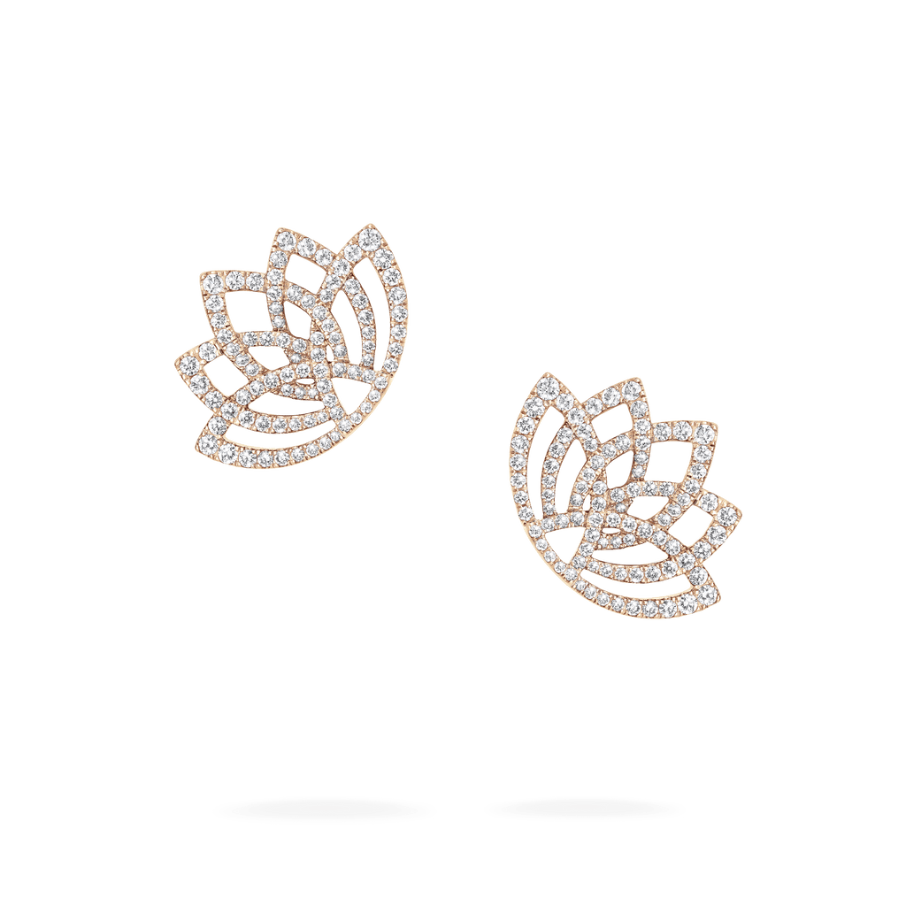 Garrard Lotus Jewellery Collection Lotus Blossom Diamond Earrings in 18k Rose Gold, 2019301, Hero.png
