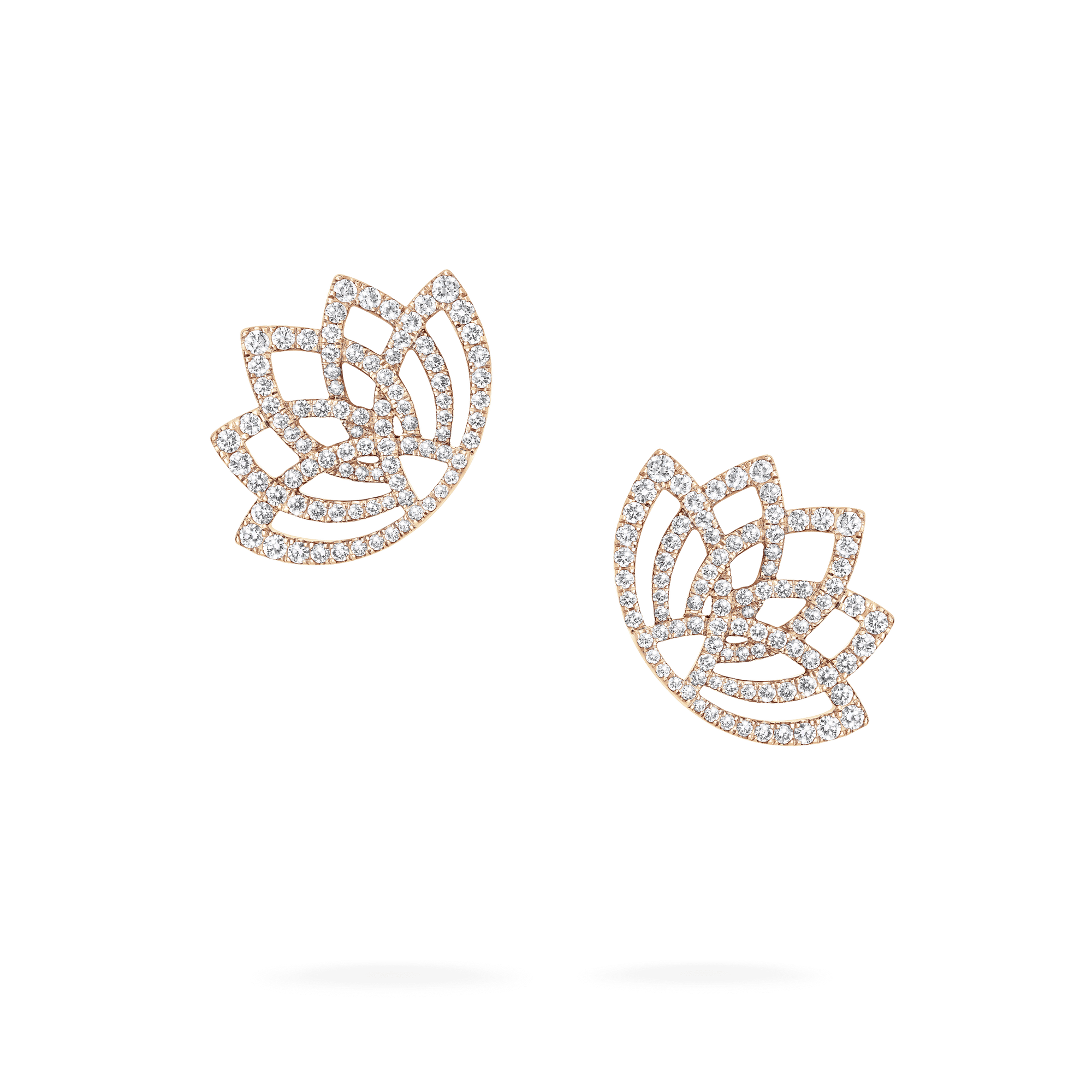 Garrard Lotus Jewellery Collection Lotus Blossom Diamond Earrings in 18k Rose Gold, 2019301, Hero.png