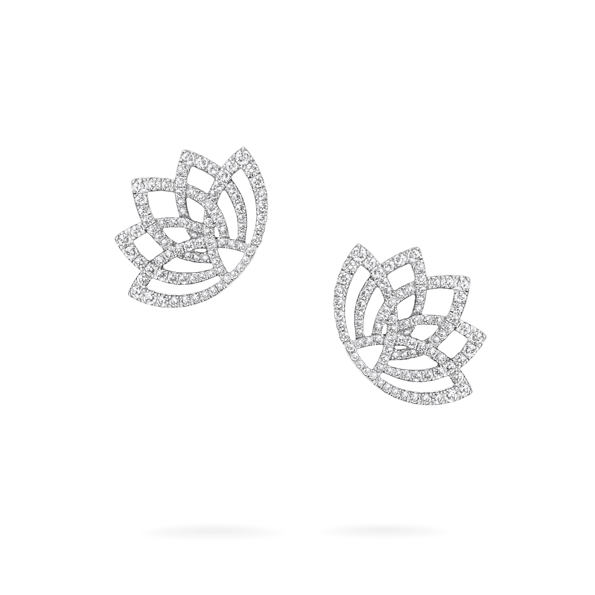 Garrard Lotus Jewellery Collection Lotus Blossom Diamond Earrings in 18k White Gold, 2019299, Hero.png