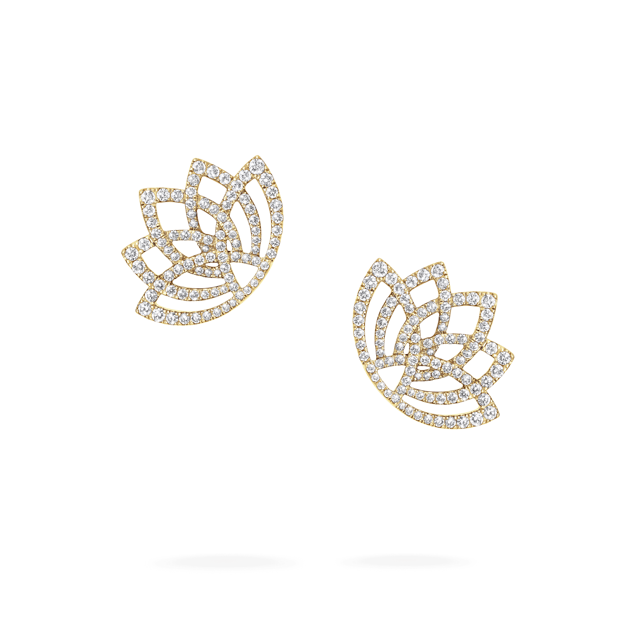 Garrard Lotus Jewellery Collection Lotus Blossom Diamond Earrings in 18k Yellow Gold, 2019300, Hero.png