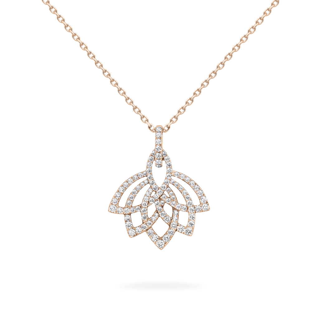 Garrard Lotus Jewellery Collection Lotus Blossom Diamond Pendant in 18k Rose Gold, 2019298, Hero