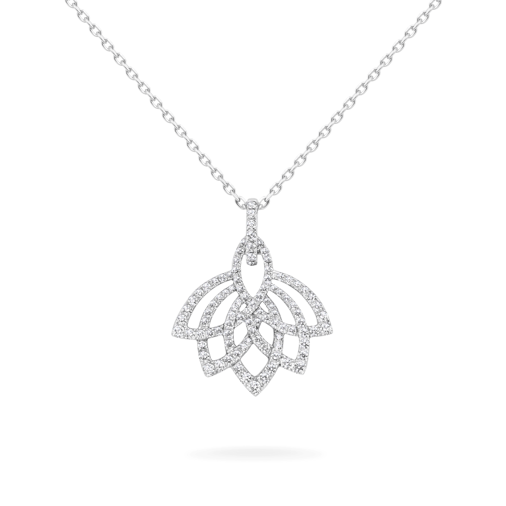 Garrard Lotus Jewellery Collection Lotus Blossom Diamond Pendant in 18k White Gold, 2019296, Hero